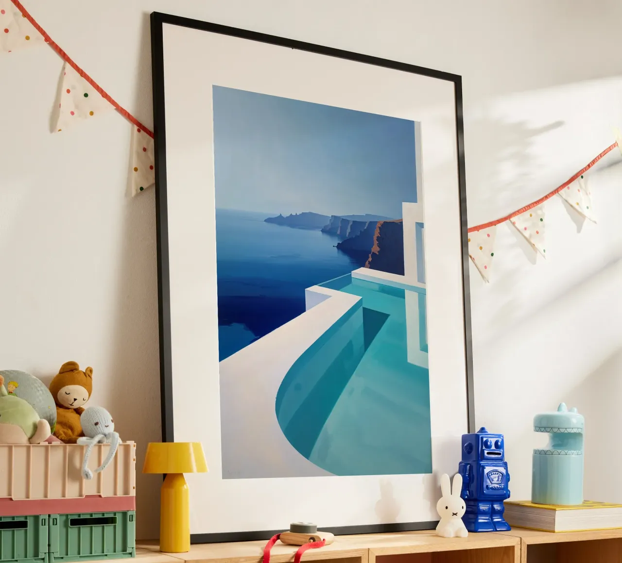 Infinity pool merging with horizon poster con telaio in legno da AlbertKlee