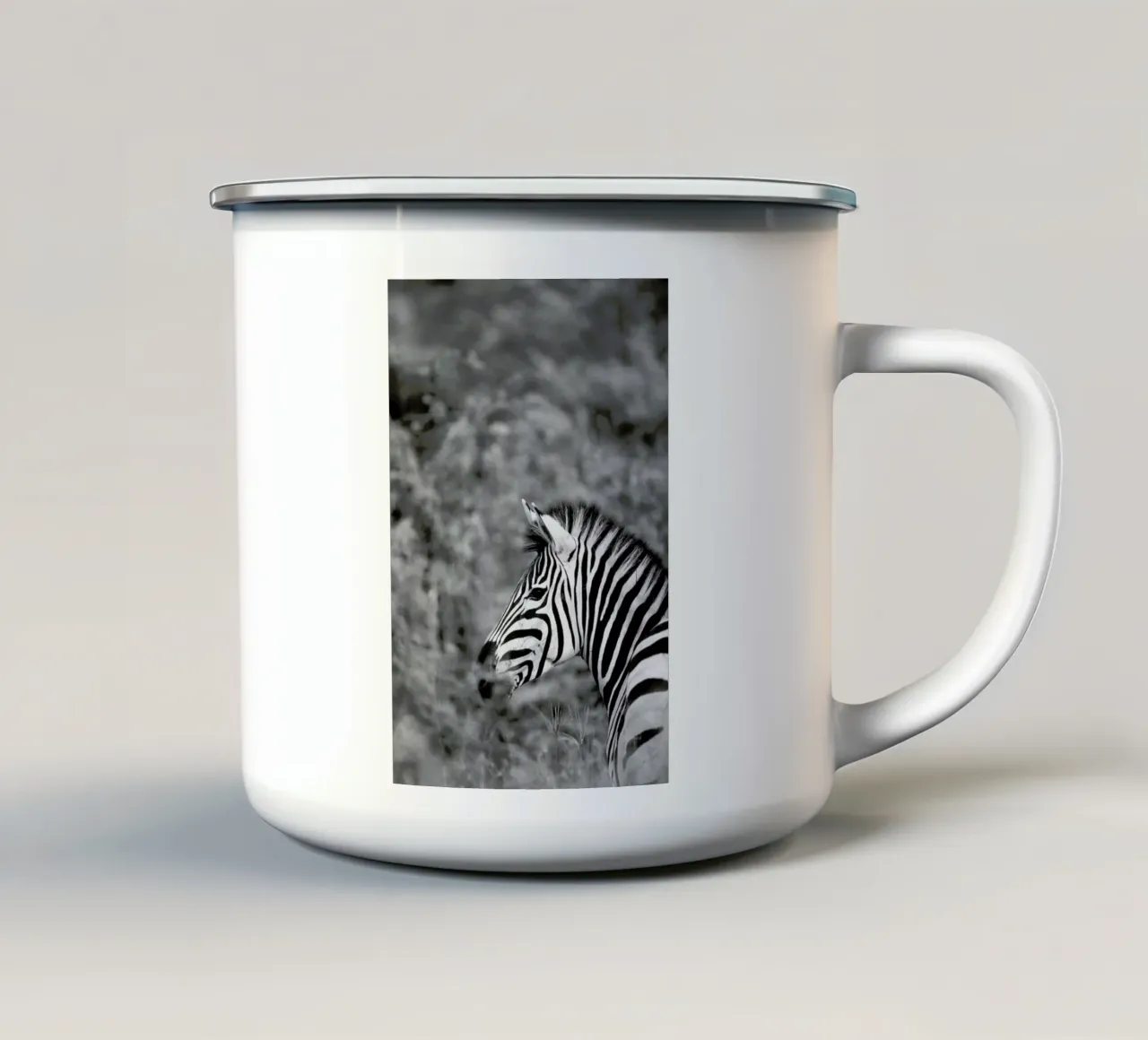 Zebra enamel mug by Shot By Clint