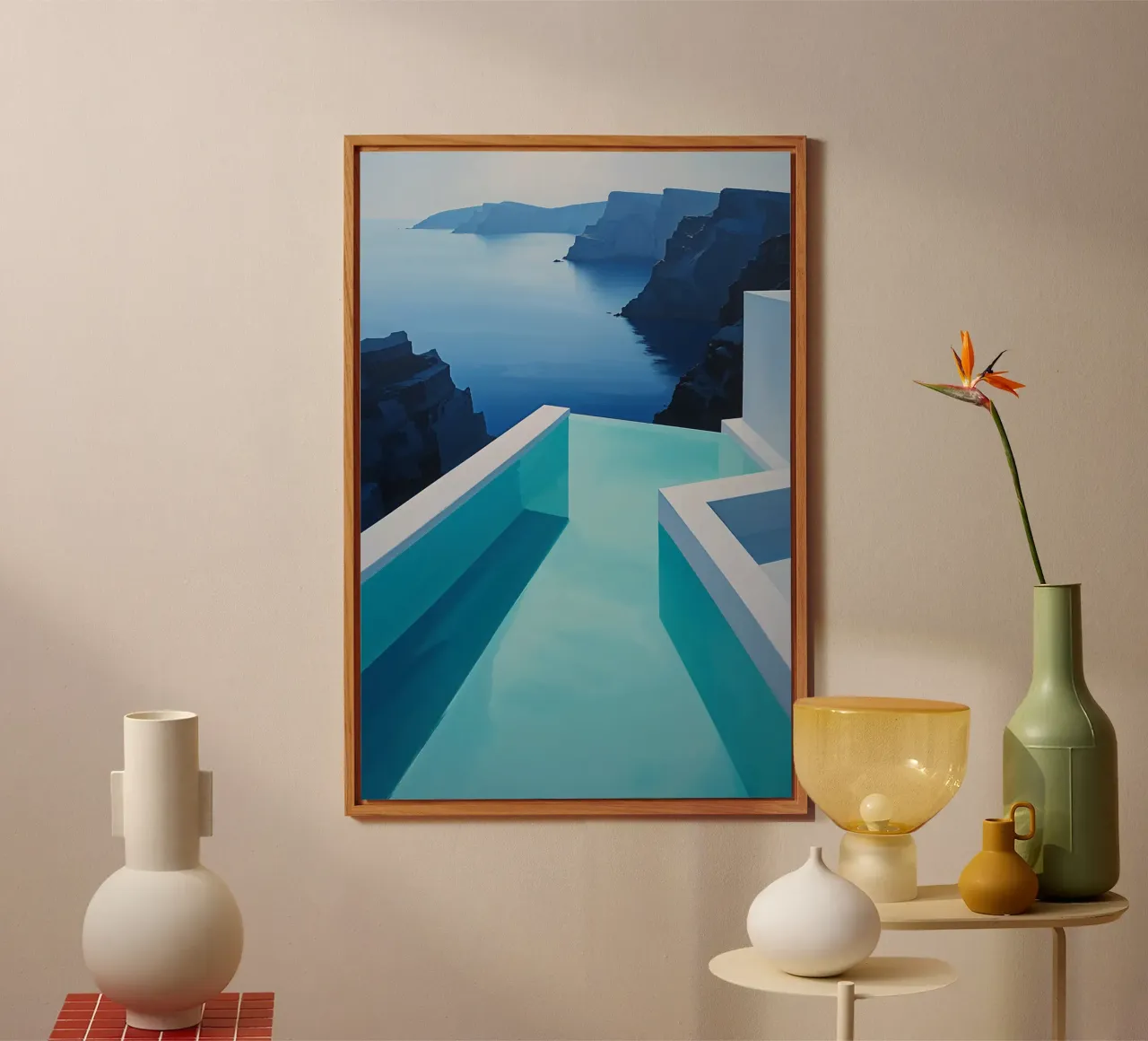 A Modern Pool and Cliffs at Sunset alluminio dibond da AlbertKlee