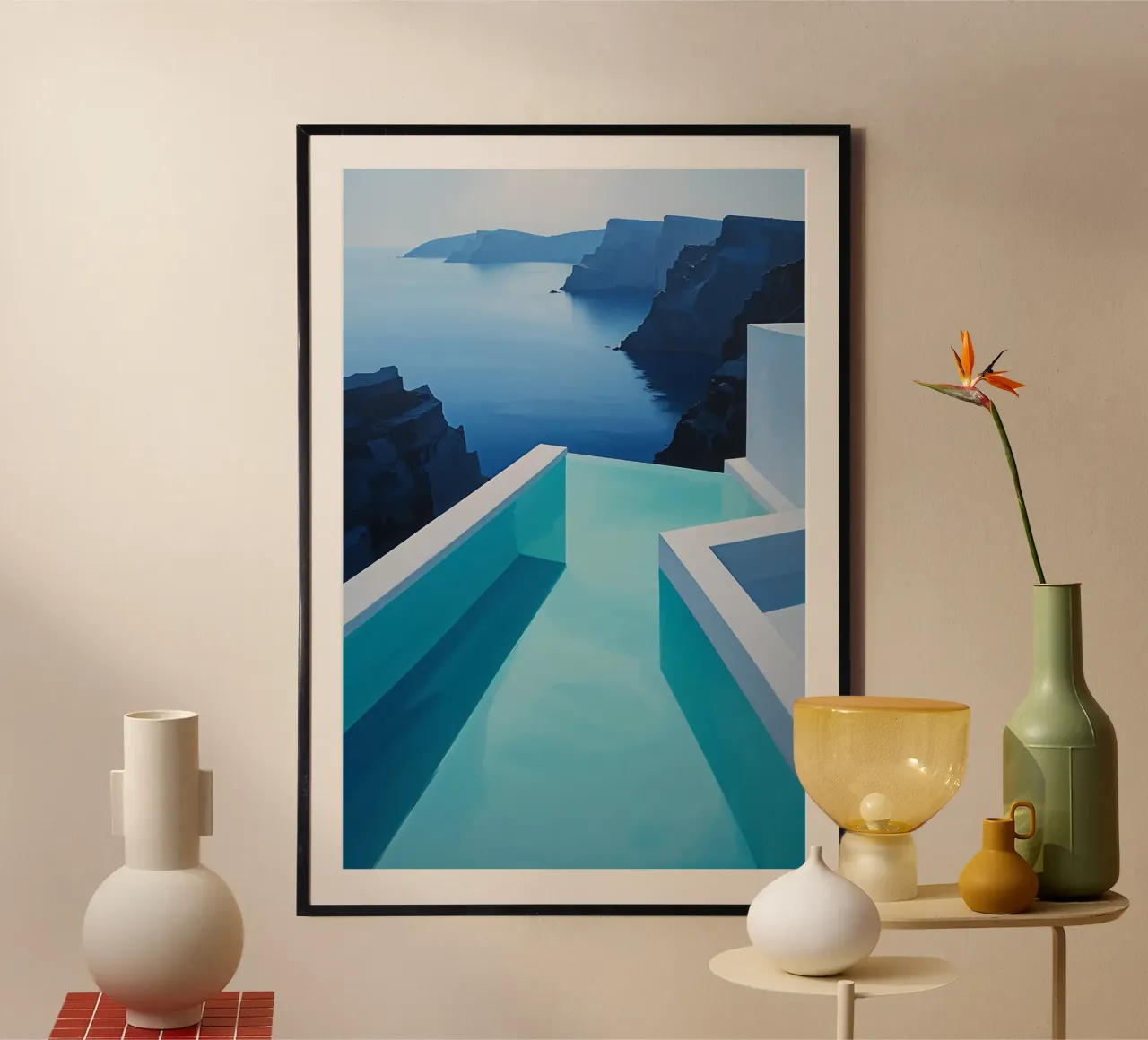 A Modern Pool and Cliffs at Sunset carta hahnemühle da AlbertKlee