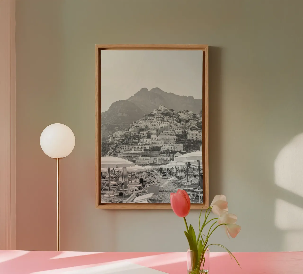 Positano in bianco e nero tela con Cornice a cassetta da Henrike Schenk Photography
