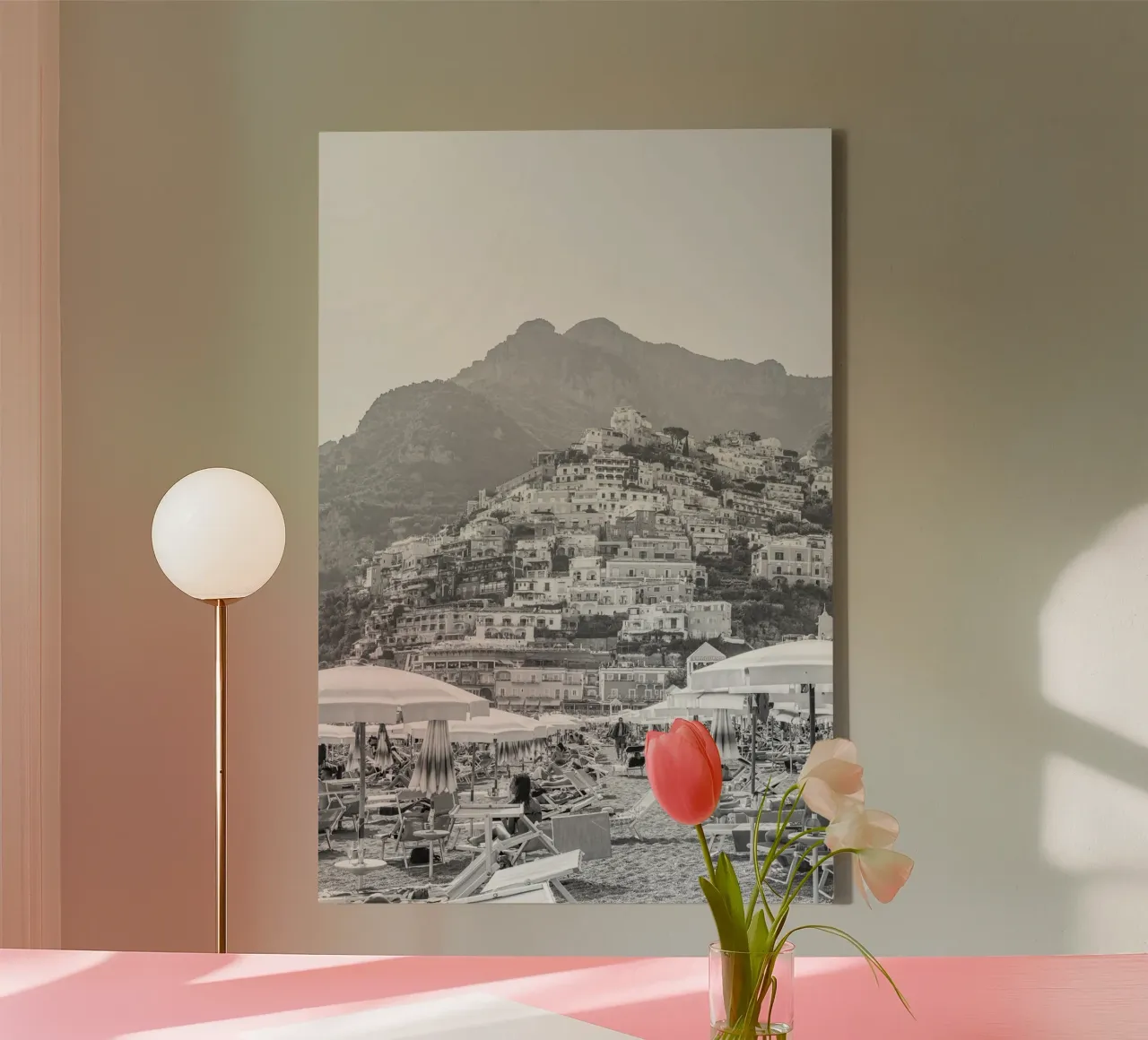 Positano in bianco e nero tela con Cornice a cassetta da Henrike Schenk Photography