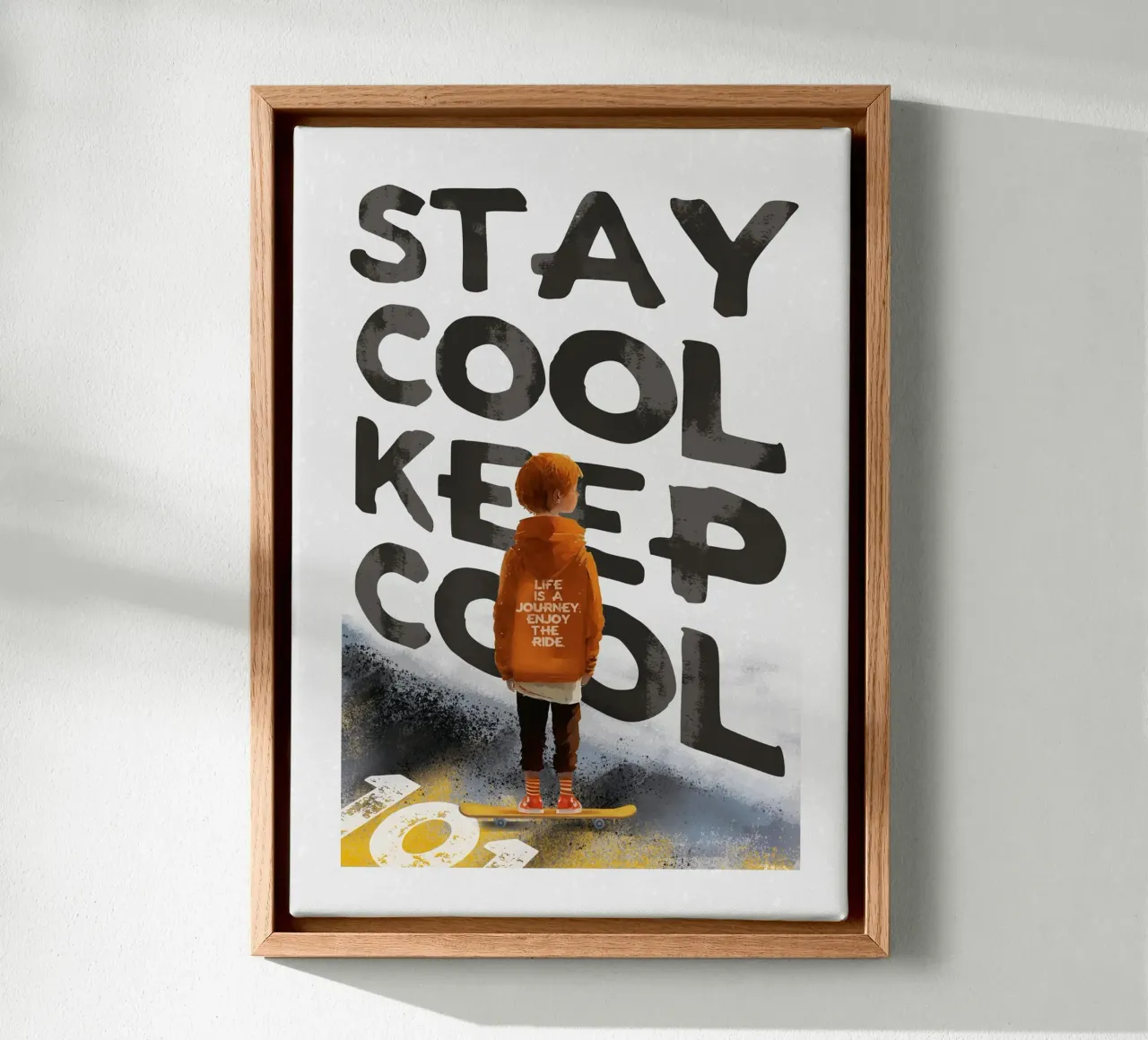 Skater Boy Stay Cool canvas met Baklijst van lazydaypaper