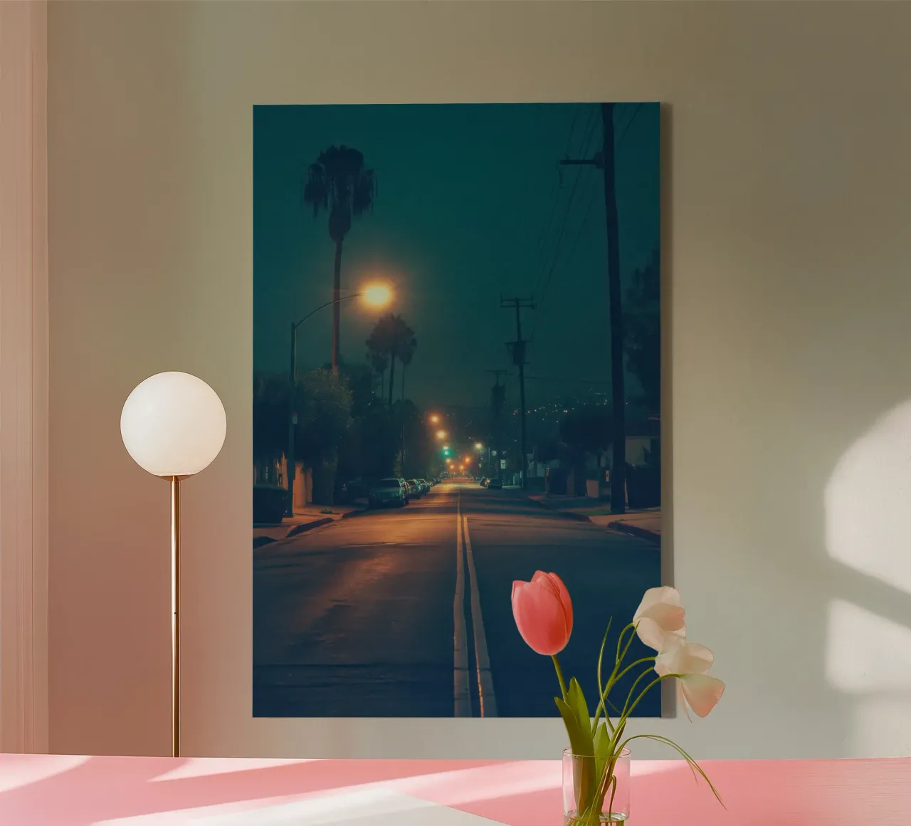 Los Angeles elektrische nachten canvas met Baklijst van By Night