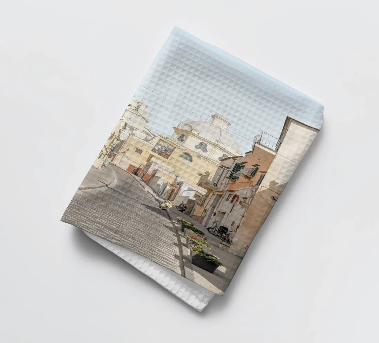 Strada a colori pastello sull'isola di Procida, Italia canovaccio da cucina da Henrike Schenk Photography
