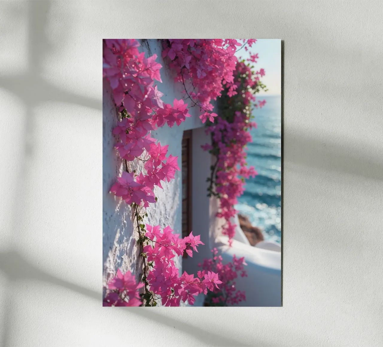 Sunlit Bougainvillea and Azure Backdrop alluminio dibond da AlbertKlee