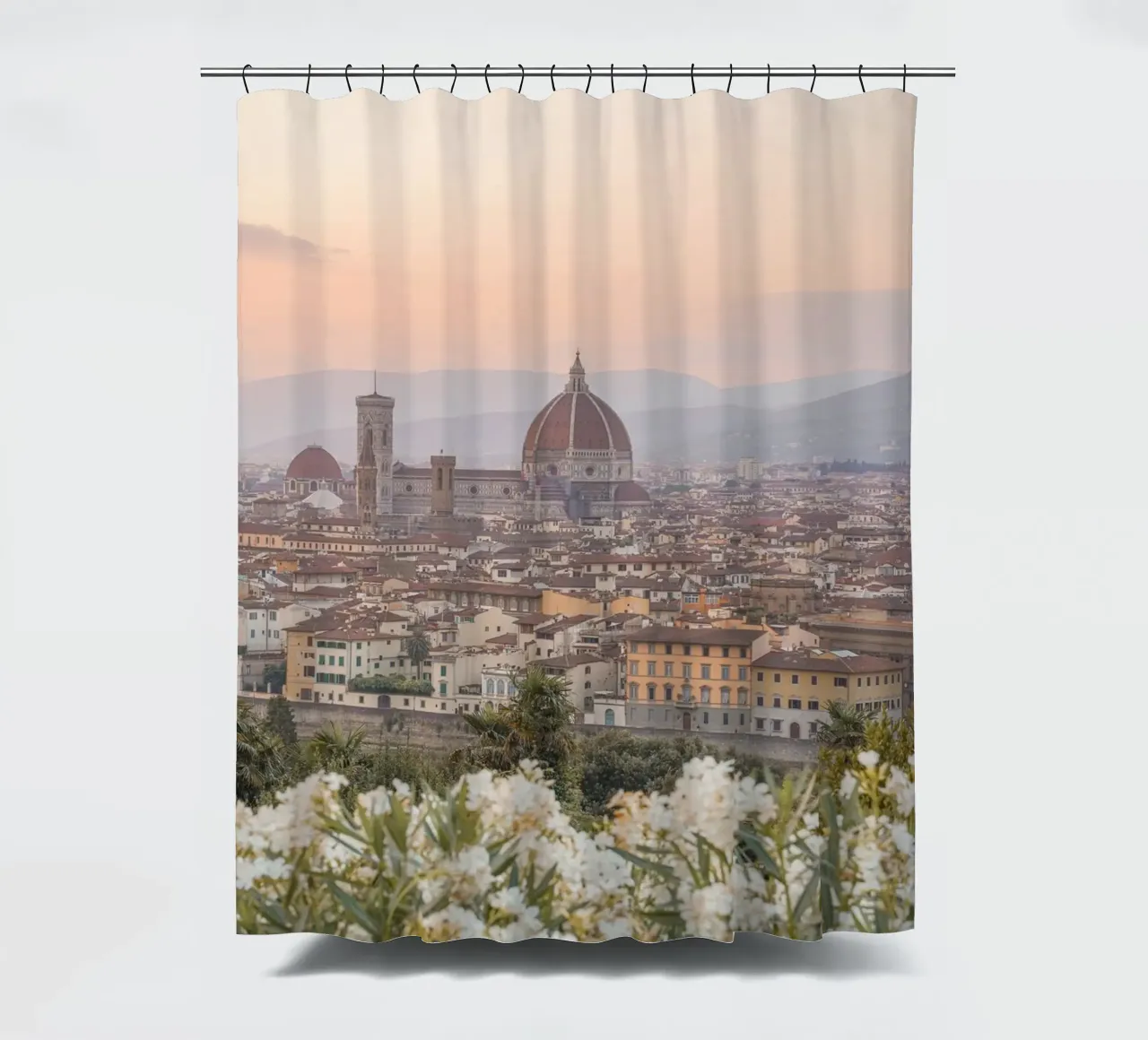 Sunset in Florence shower curtain by Henrike Schenk Photography