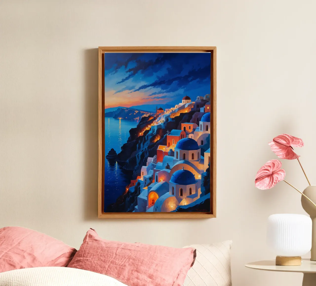 Santorini's Radiant Twilight tela con Cornice a cassetta da AlbertKlee