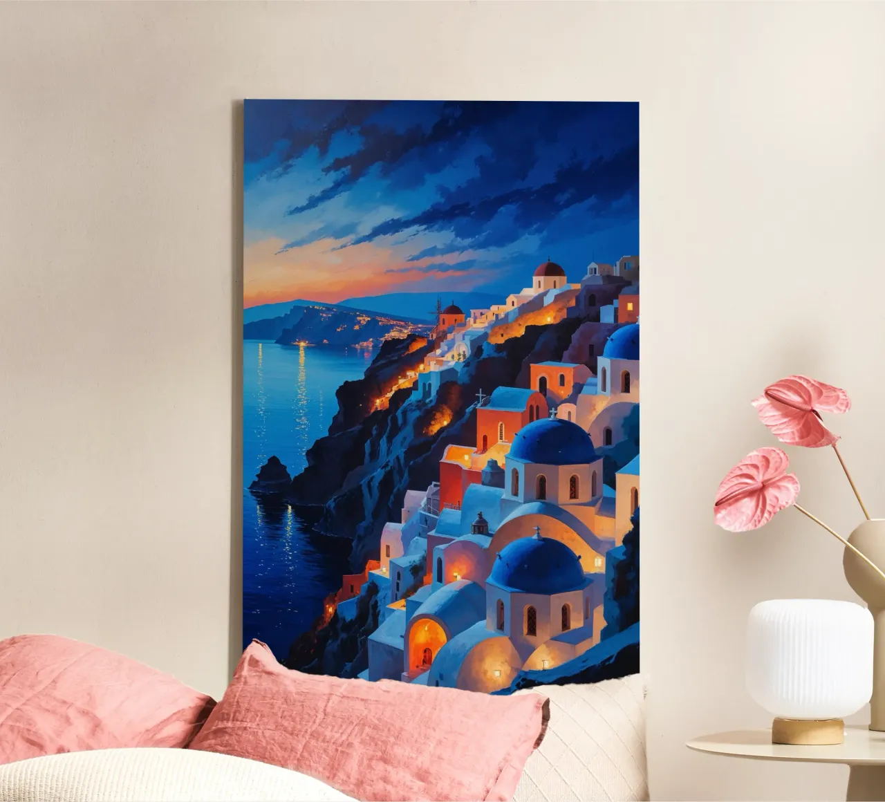 Santorini's Radiant Twilight tela con Cornice a cassetta da AlbertKlee