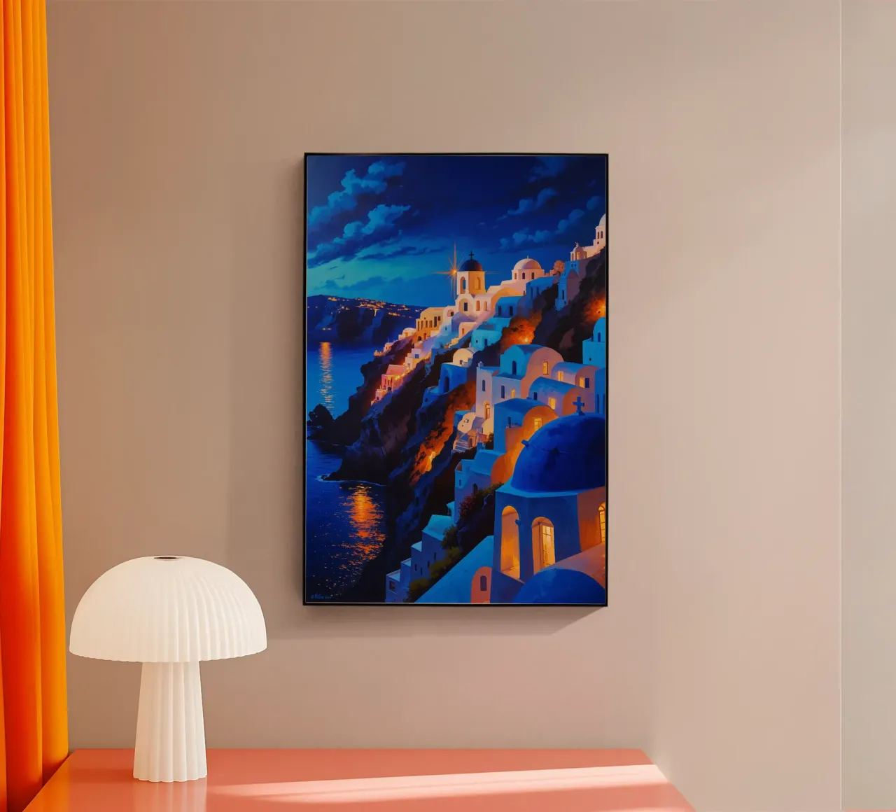Santorini’s Twinkling Nightscape plexiglass da AlbertKlee