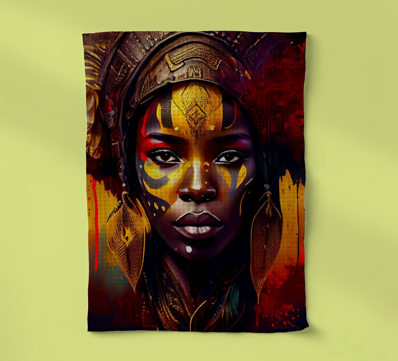 Poderosa mujer guerrera africana paño de cocina de Chromatic Fusion Studio