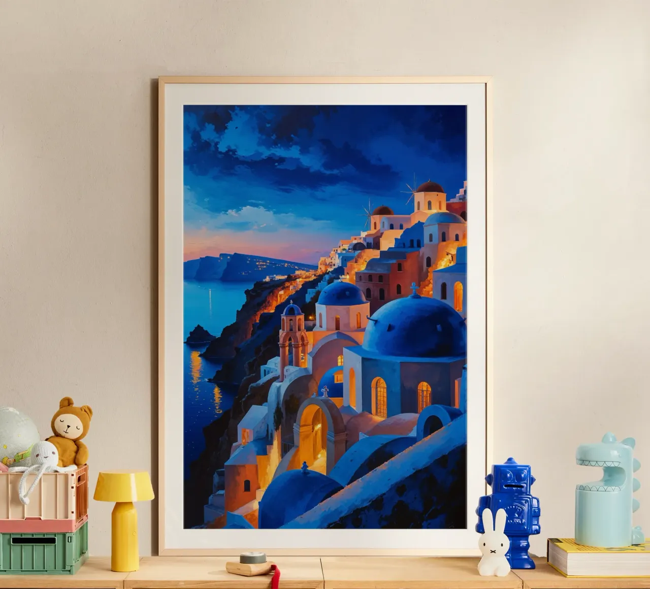 Golden Hour Magic in Santorini's Blue Domes carta hahnemühle da AlbertKlee