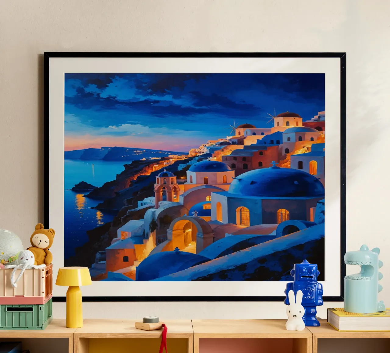 Golden Hour Magic in Santorini's Blue Domes carta hahnemühle da AlbertKlee