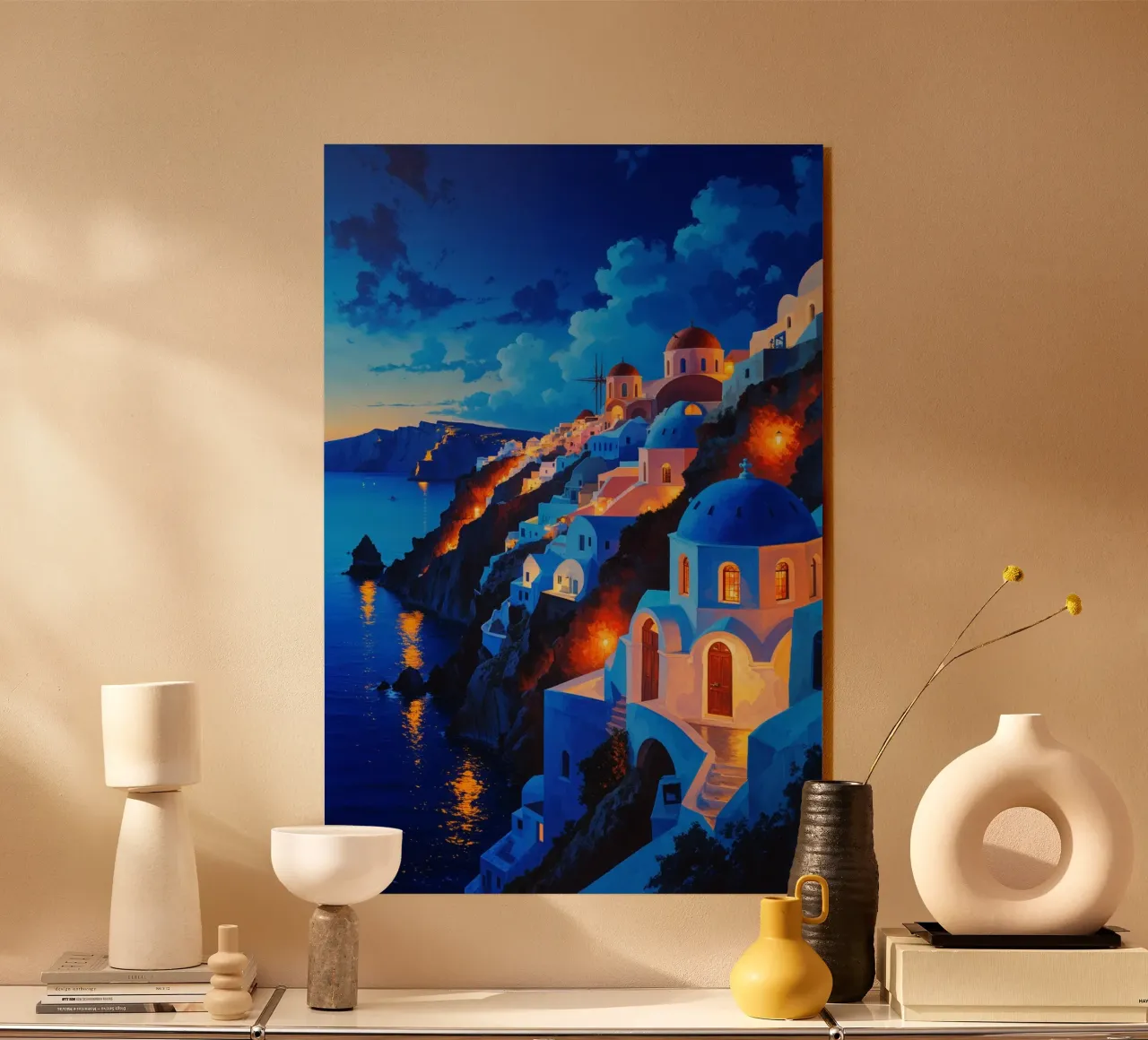 Santorini's Enchanting Twilight Horizon metacrilato de AlbertKlee