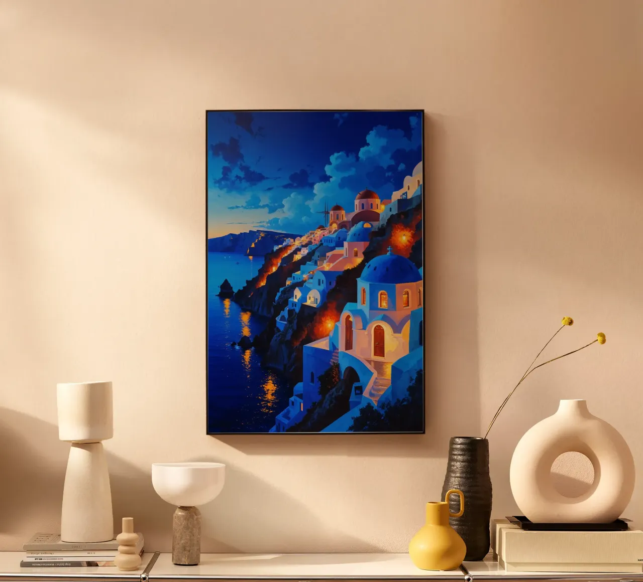 Santorini's Enchanting Twilight Horizon alluminio dibond da AlbertKlee