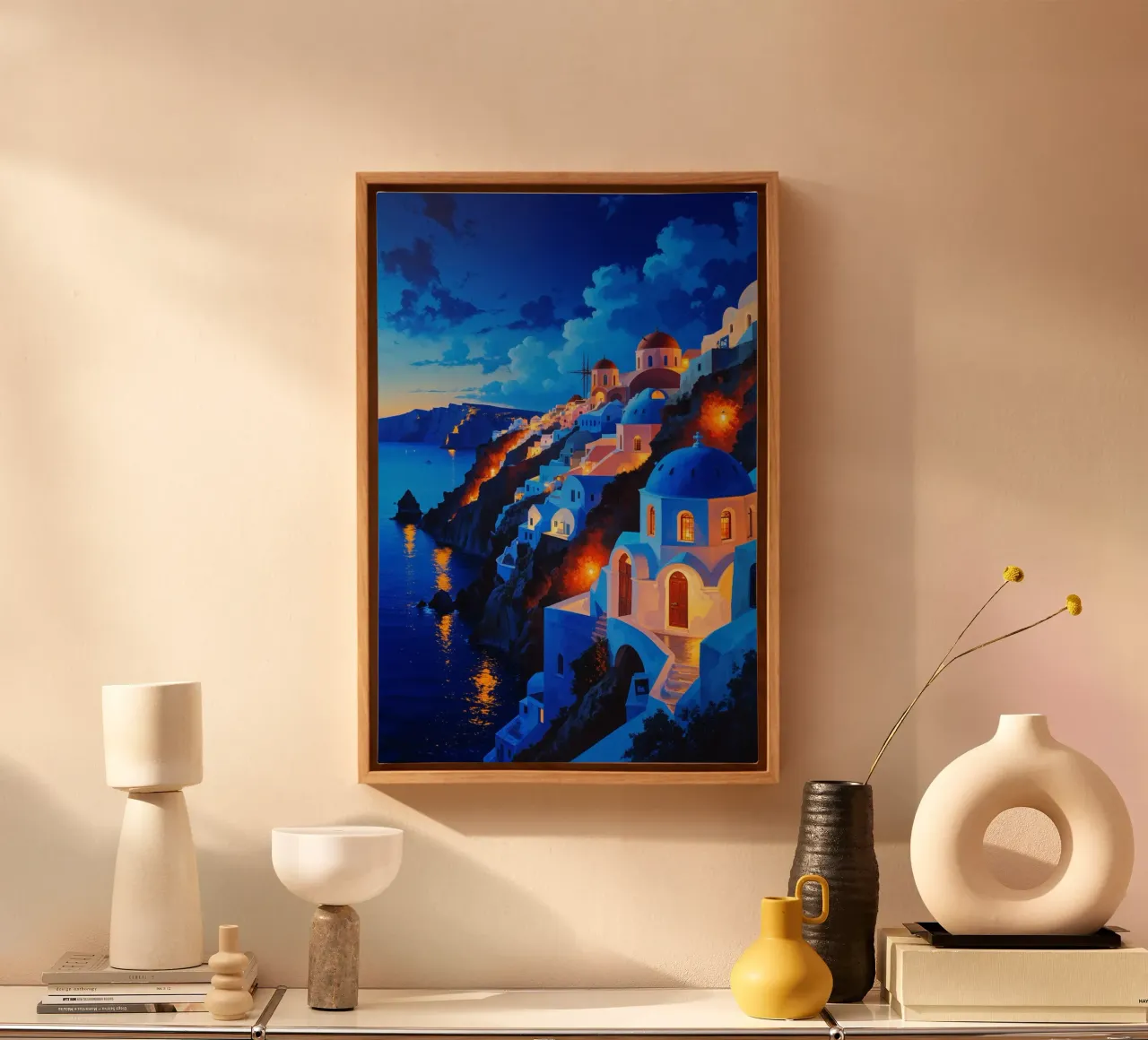 Santorini's Enchanting Twilight Horizon tela da AlbertKlee