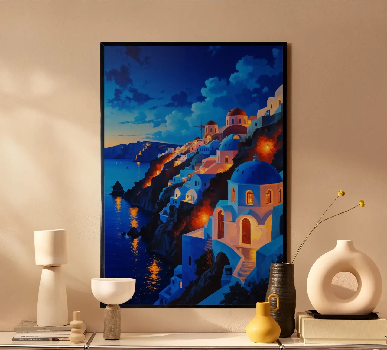 Santorini's Enchanting Twilight Horizon carta hahnemühle da AlbertKlee