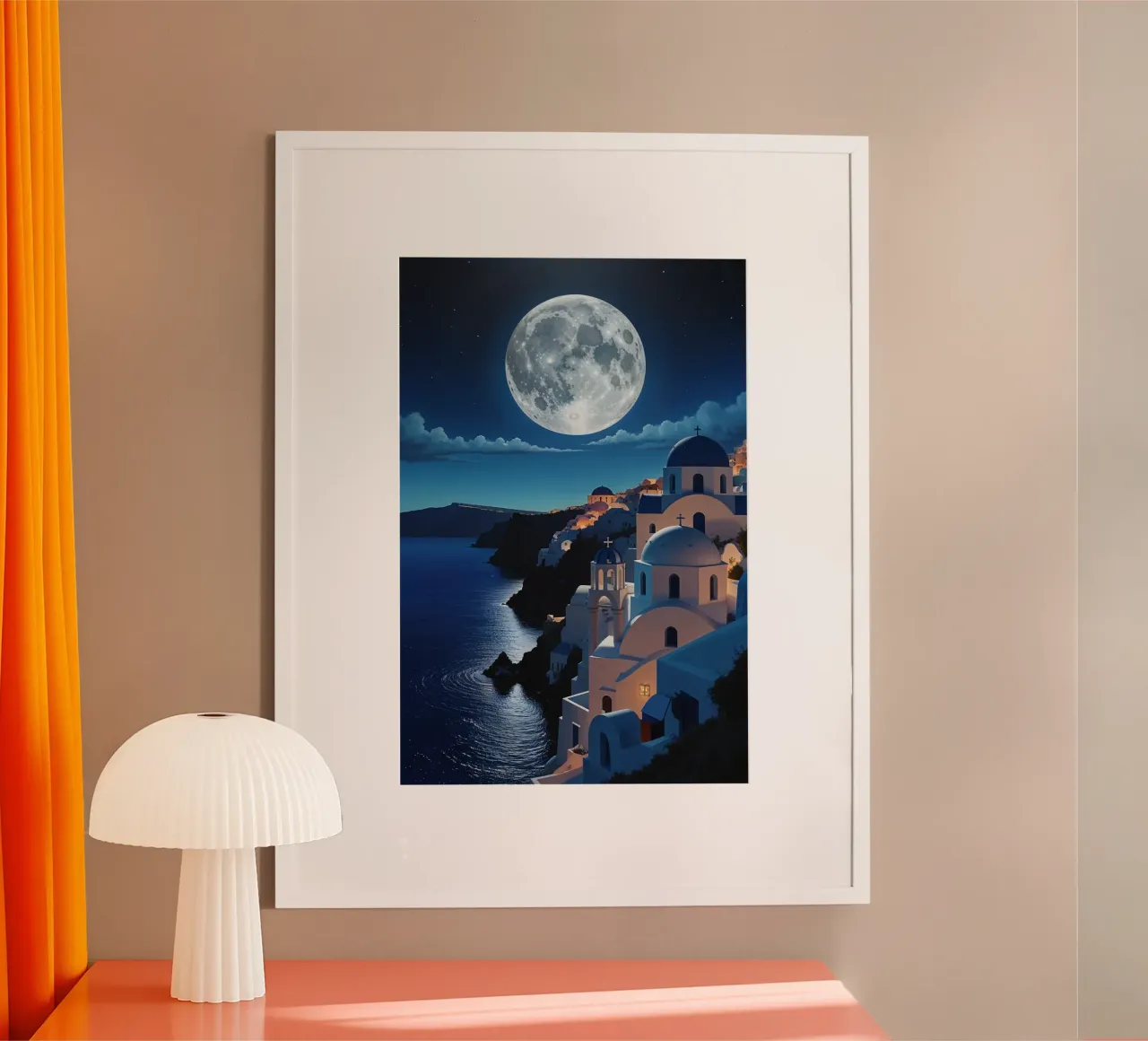 Majestic Santorini Night - Moonlit Views carta hahnemühle da AlbertKlee
