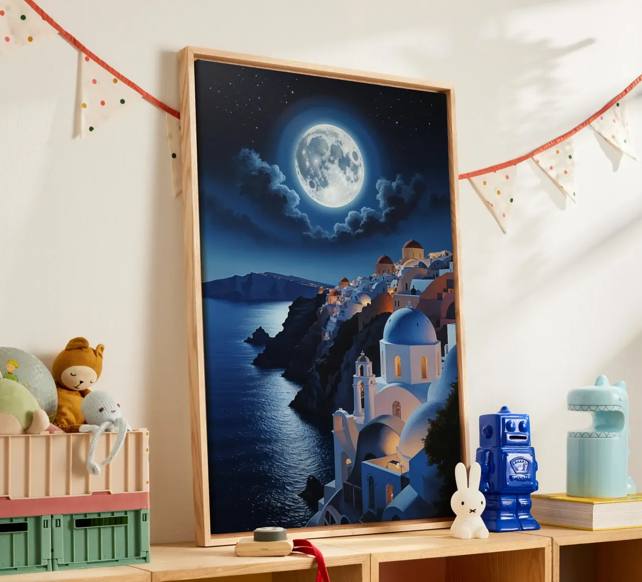 Santorini's Midnight Splendor tela con Cornice a cassetta da AlbertKlee