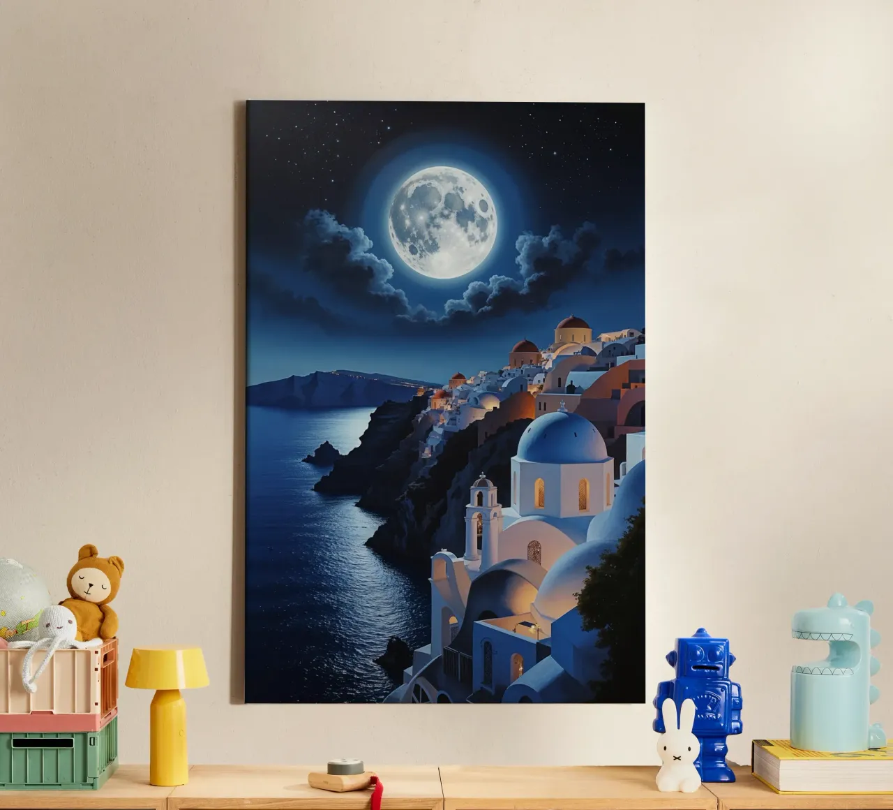 Santorini's Midnight Splendor tela con Cornice a cassetta da AlbertKlee