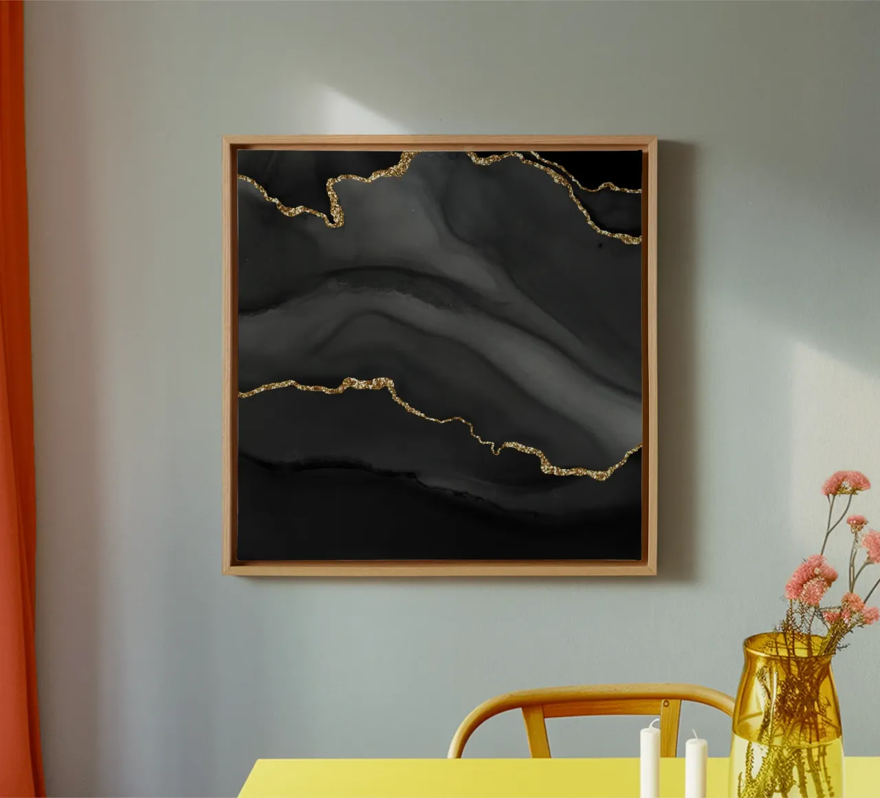 Texture agata nera e oro 01 tela con Cornice a cassetta da Gemstone Textures