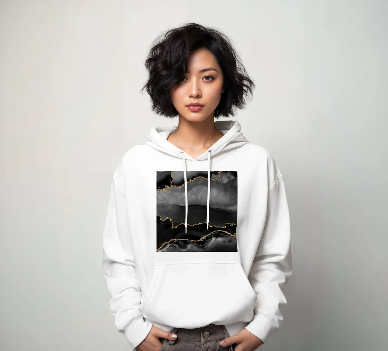 Ágata negra y dorada Textura 02 sudadera con capucha de Gemstone Textures
