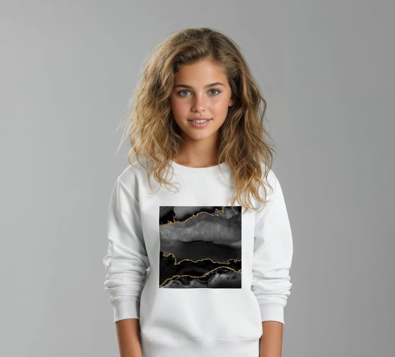 Texture agata nera e oro 02 felpa bambino da Gemstone Textures