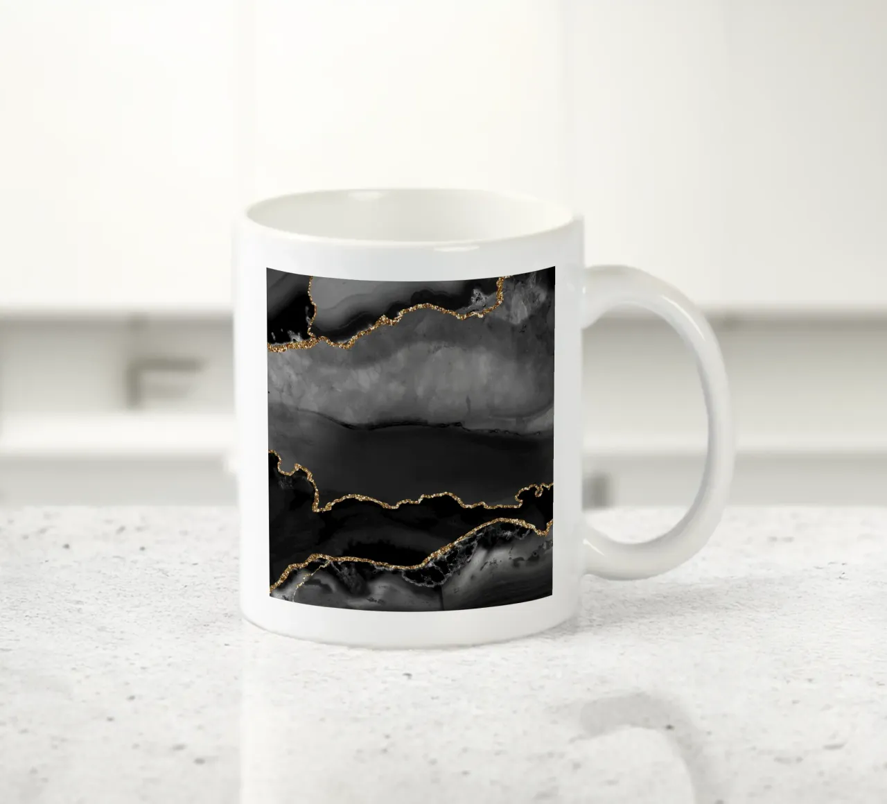 Black & Gold Agate Texture 02 ceramic mug by Gemstone Textures