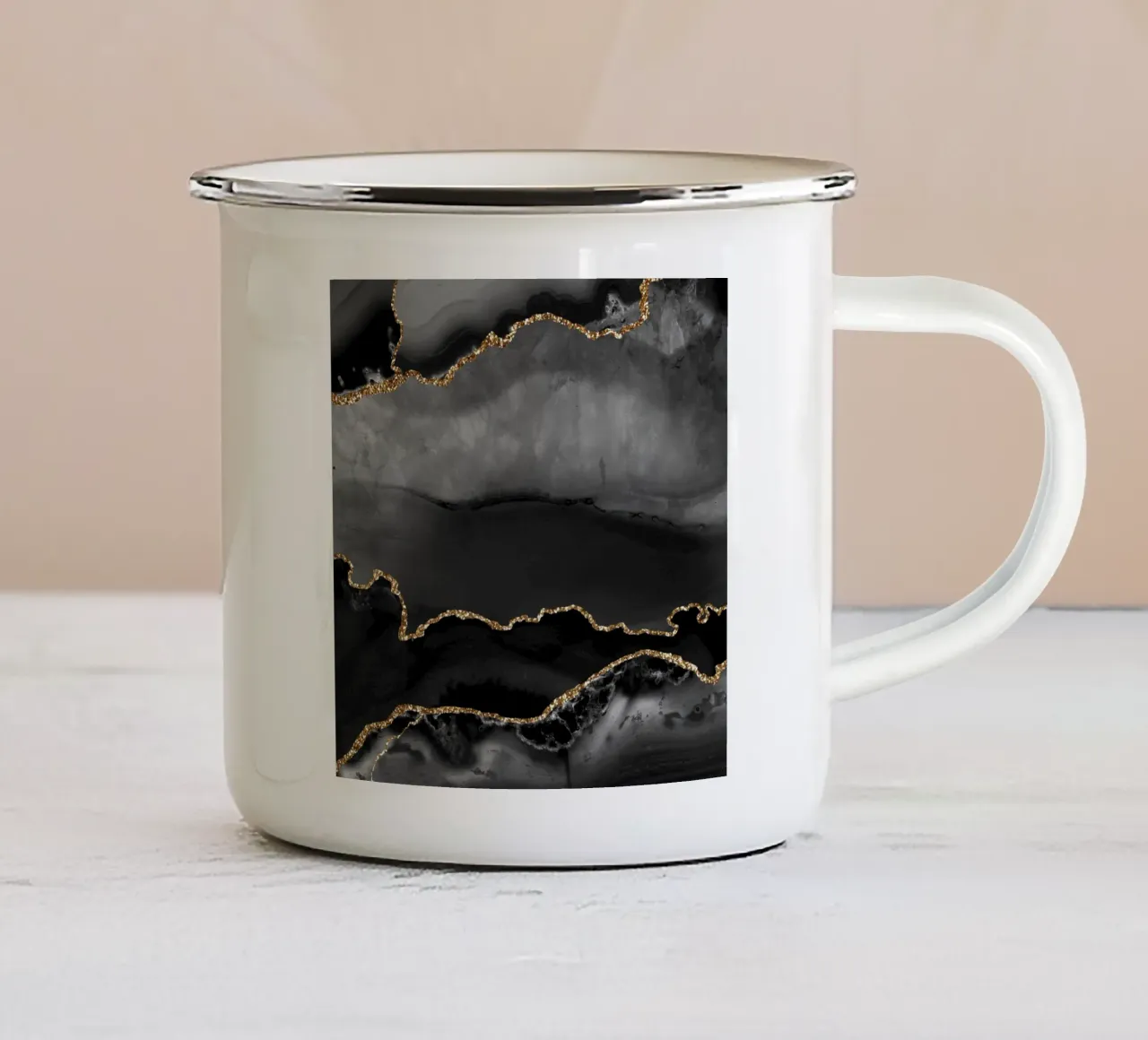 Ágata negra y dorada Textura 02 taza de esmalte de Gemstone Textures