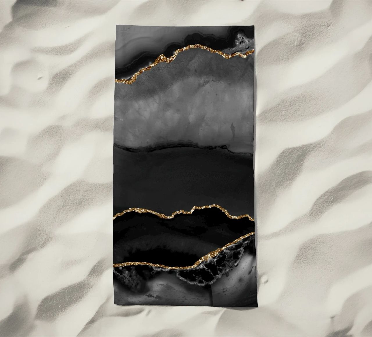Texture agata nera e oro 02 telo mare da Gemstone Textures