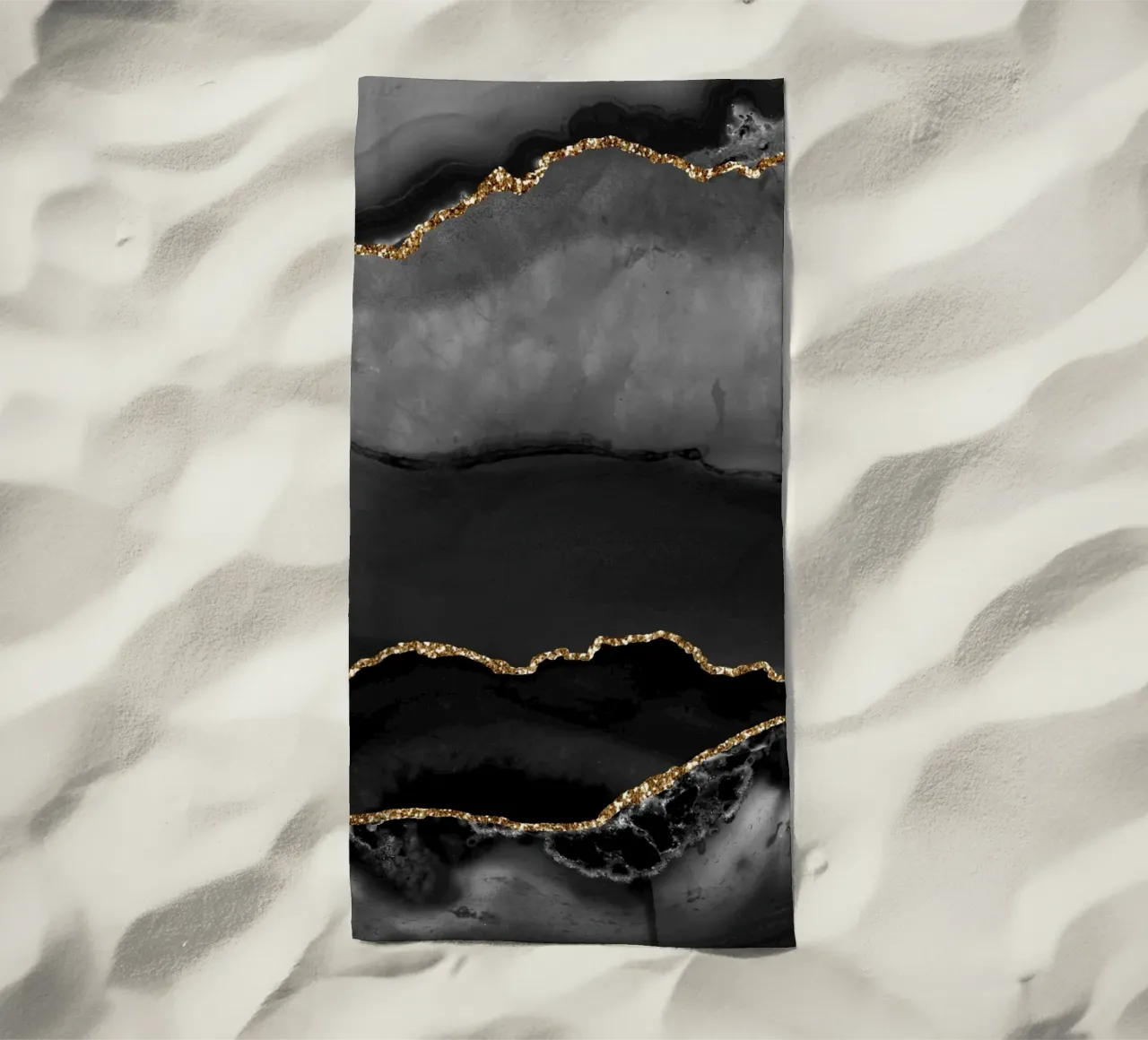 Texture agata nera e oro 02 telo mare da Gemstone Textures