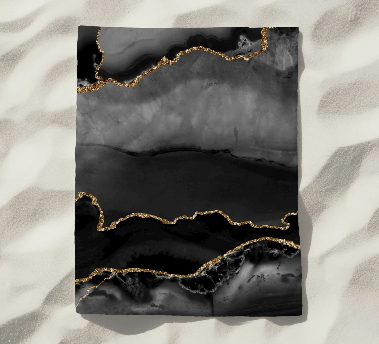 Texture agata nera e oro 02 telo mare da Gemstone Textures