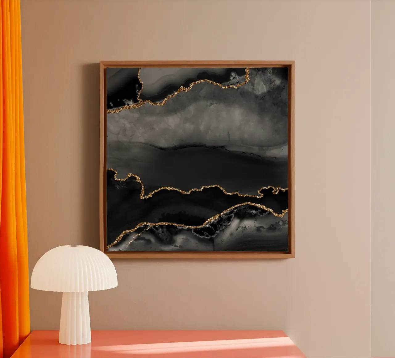 Texture agata nera e oro 02 tela con Cornice a cassetta da Gemstone Textures