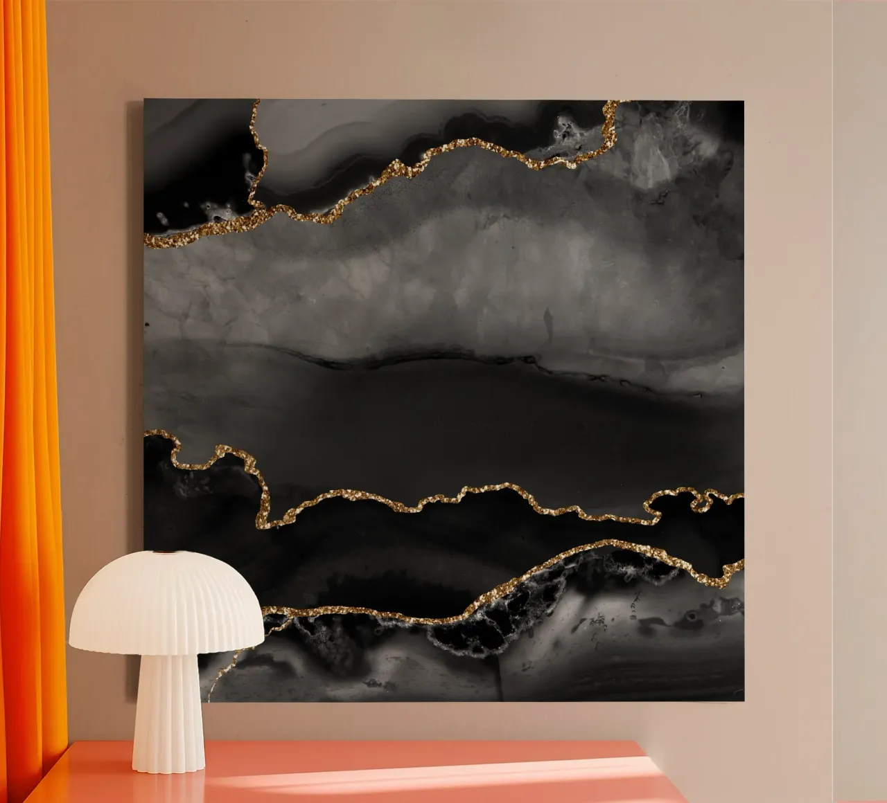 Texture agata nera e oro 02 tela con Cornice a cassetta da Gemstone Textures