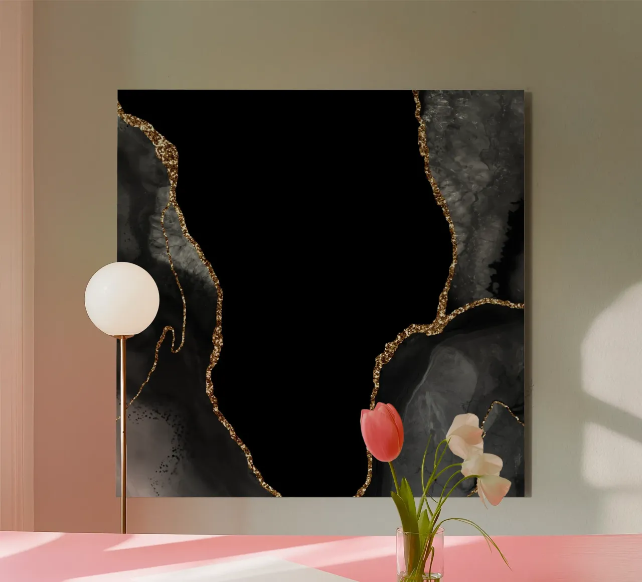 Texture agata nera e oro 03 alluminio dibond da Gemstone Textures