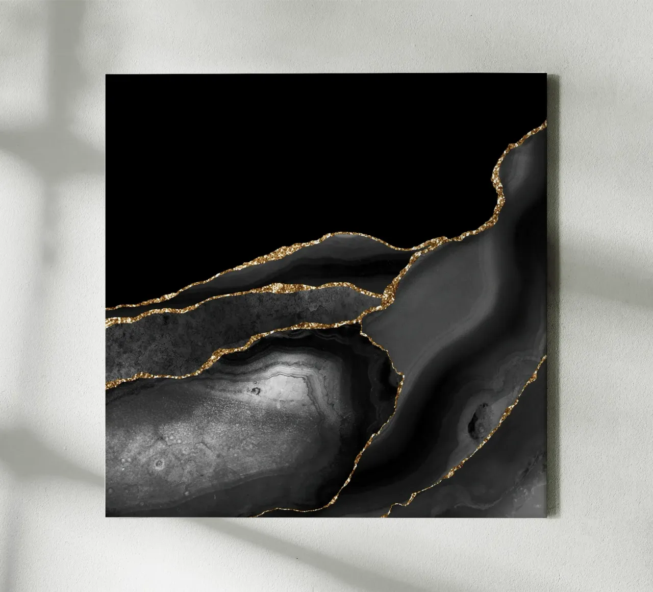 Texture agata nera e oro 04 tela con Cornice a cassetta da Gemstone Textures