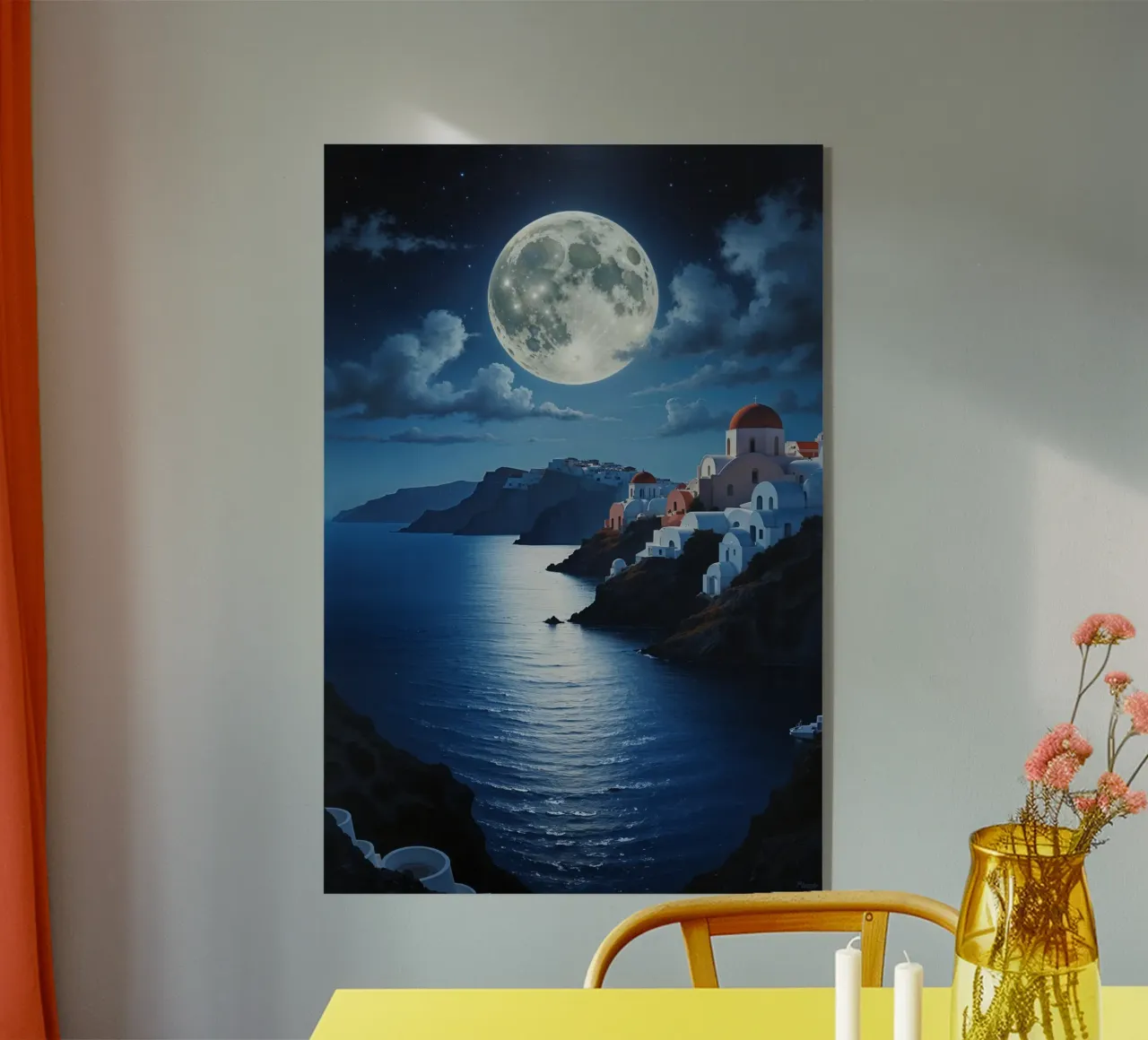 Santorini Under a Radiant Full Moon plexiglass da AlbertKlee