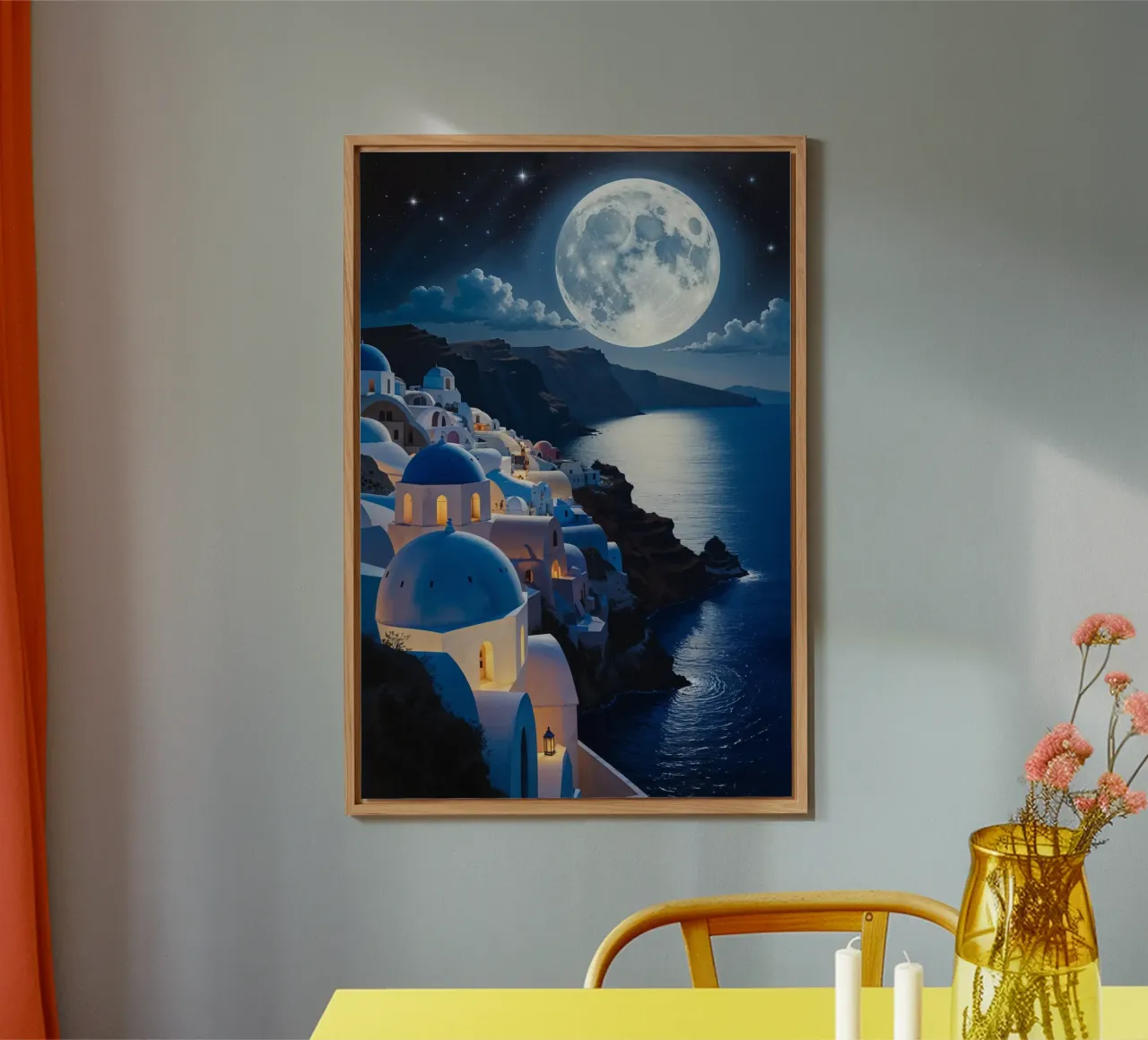 Moonlit Dreams of Santorini alluminio dibond da AlbertKlee