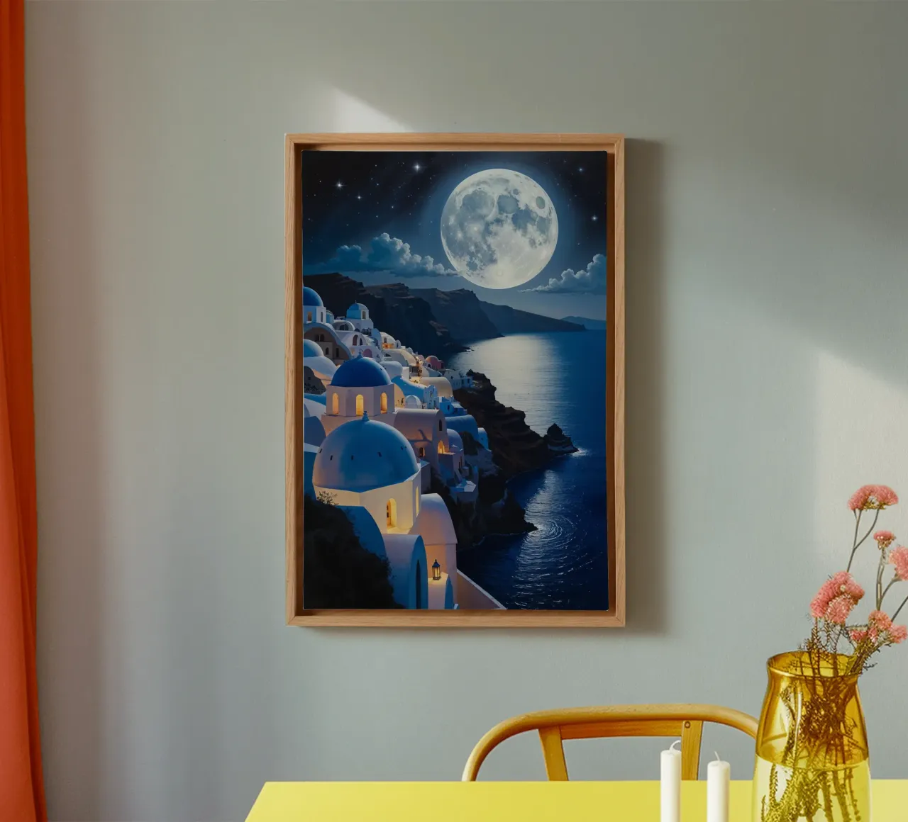 Moonlit Dreams of Santorini tela da AlbertKlee
