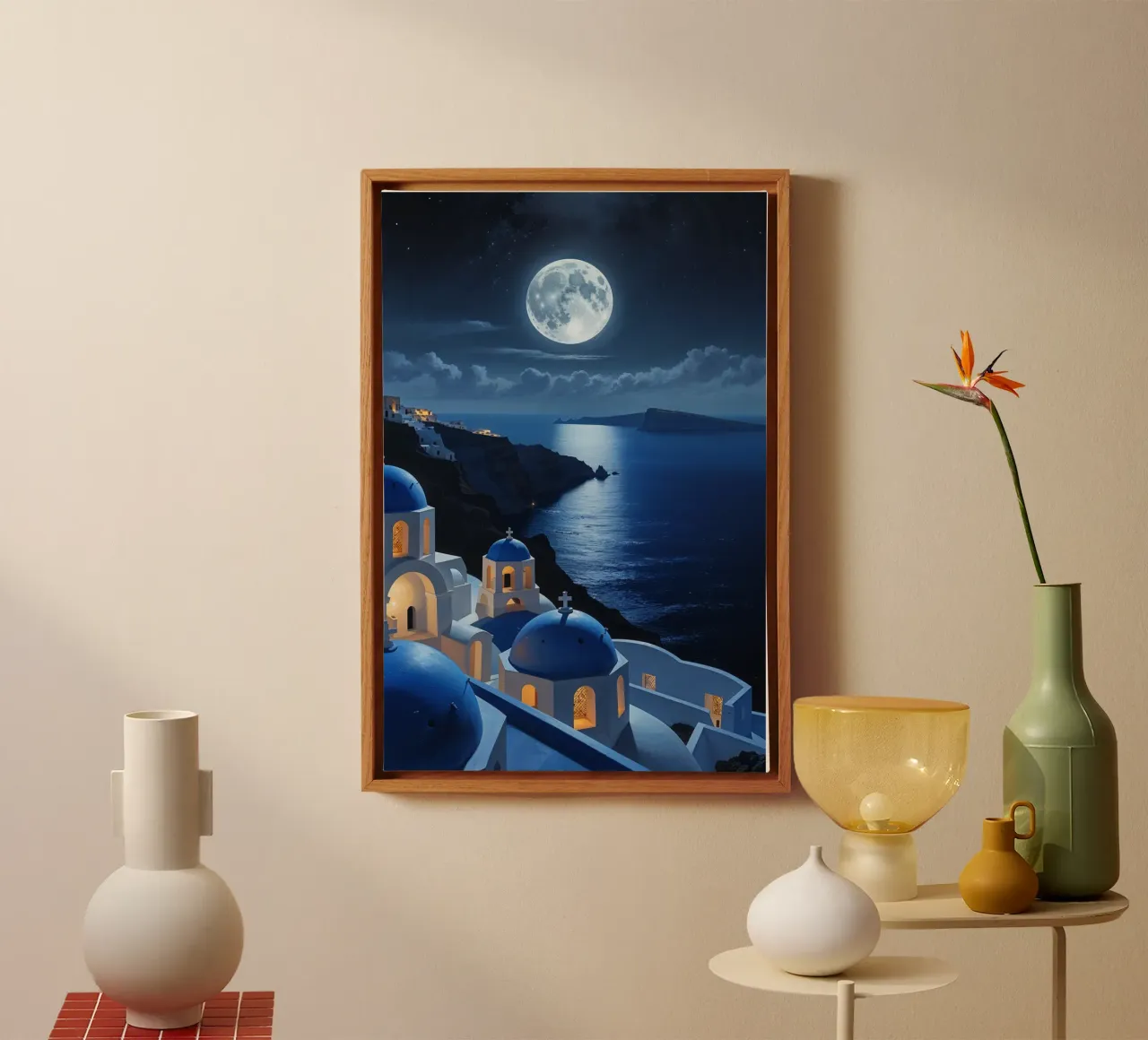 The Mystique of Santorini at Night tela con Cornice a cassetta da AlbertKlee