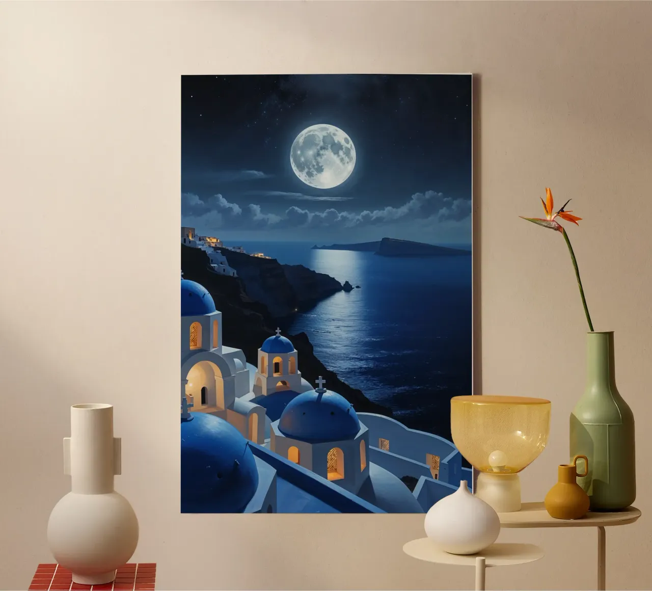 The Mystique of Santorini at Night tela con Cornice a cassetta da AlbertKlee