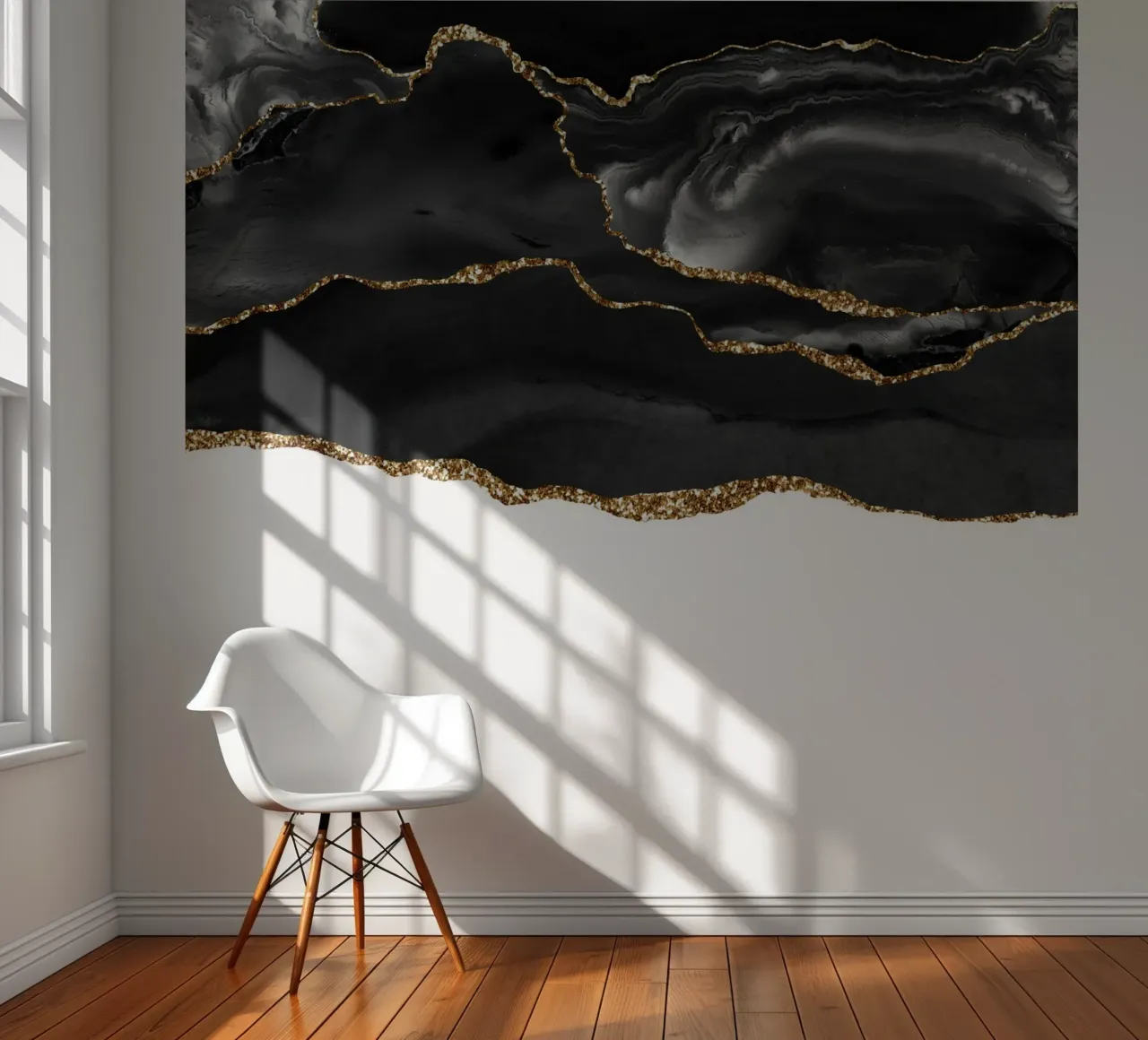 Black & Gold Agate Texture 05 photo wallpaper by Gemstone Textures