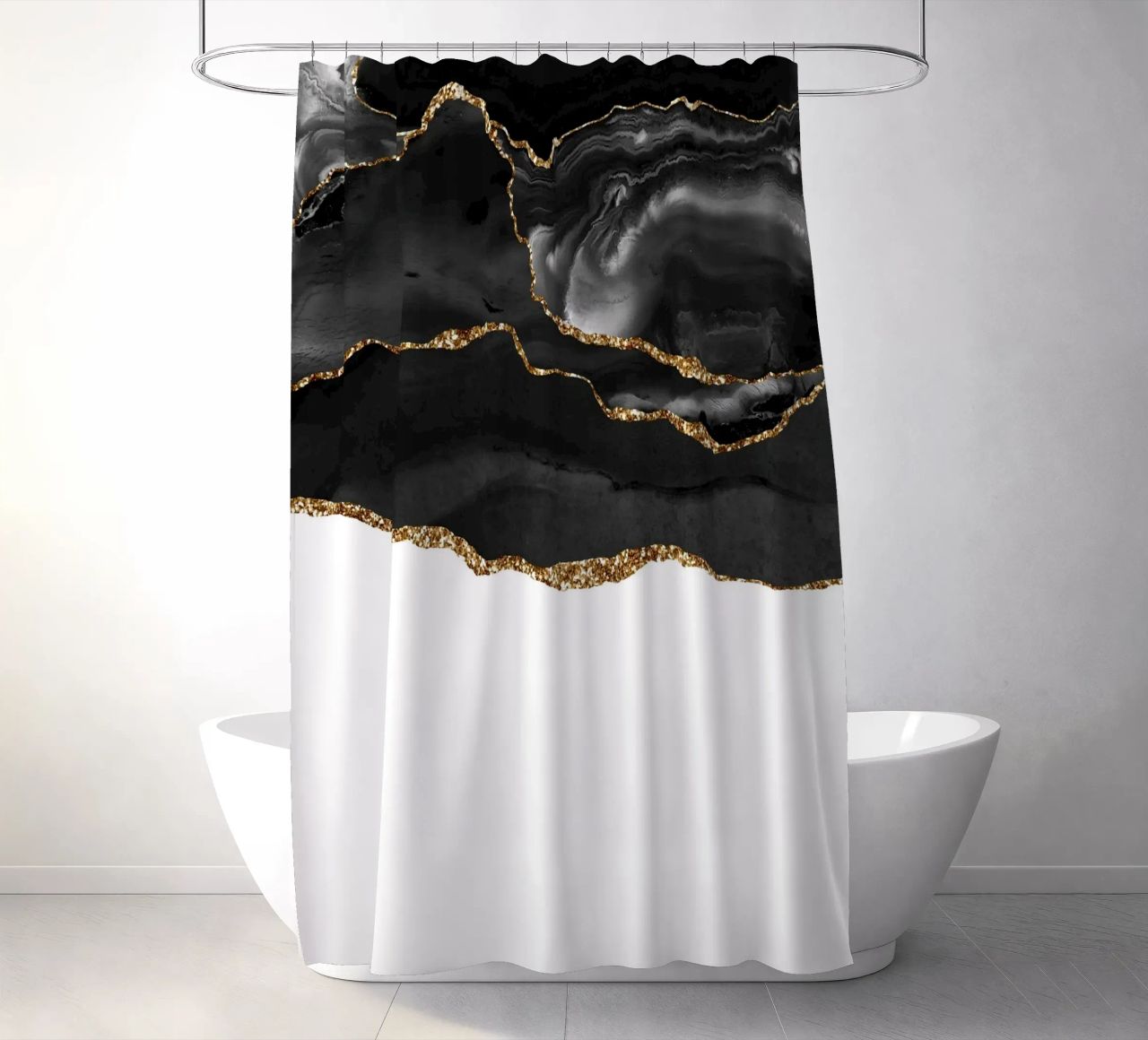 Agata nera e oro Texture 05 tenda da doccia da Gemstone Textures