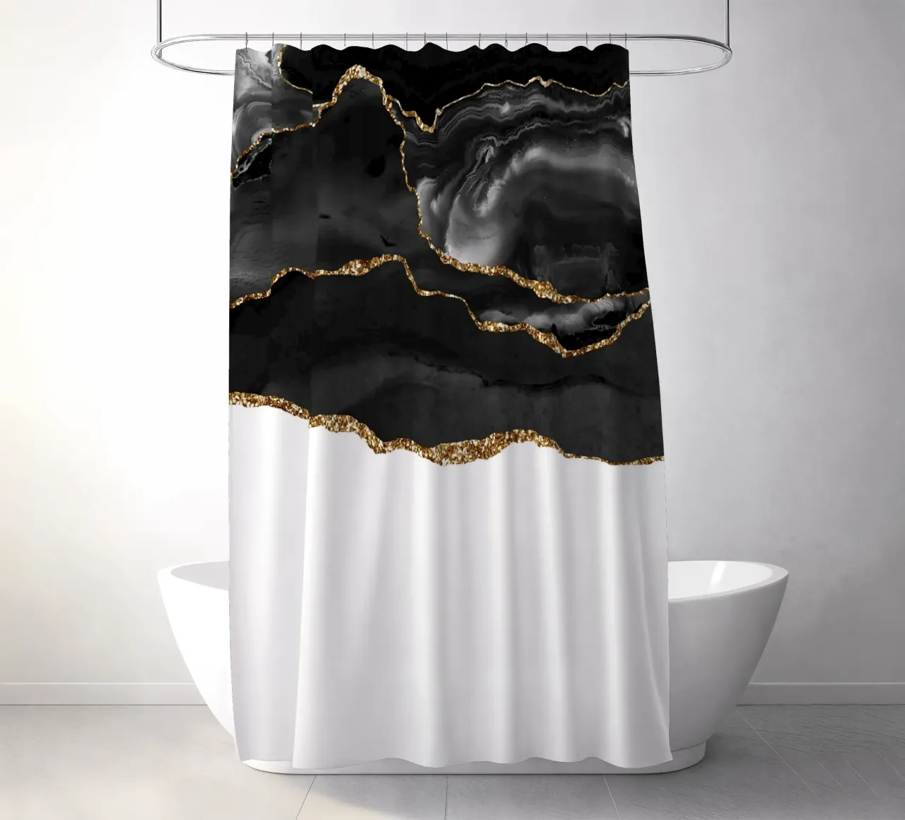 Agata nera e oro Texture 05 tenda da doccia da Gemstone Textures