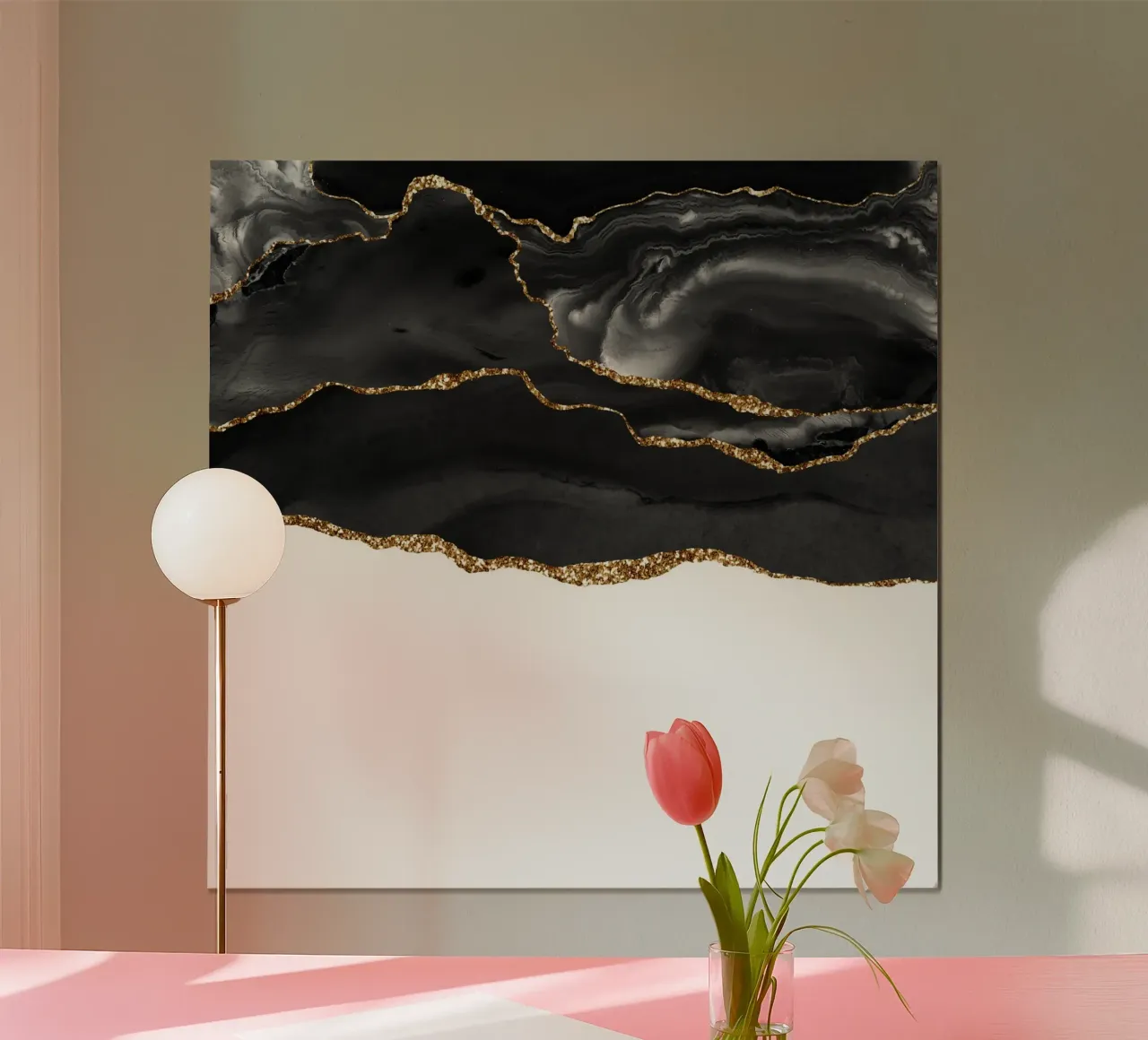 Agata nera e oro Texture 05 poster con telaio in plastica da Gemstone Textures