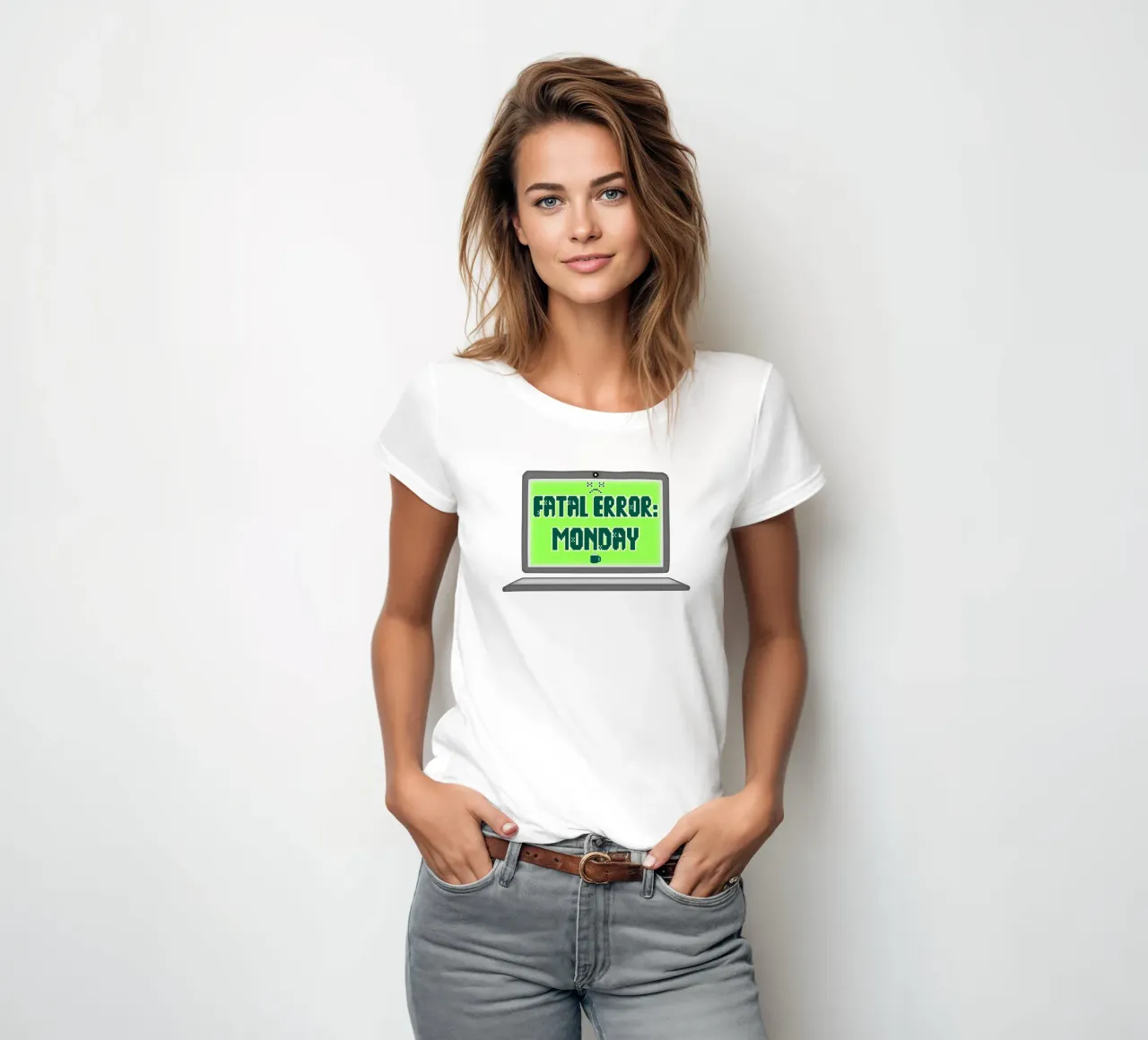 Error fatal Odio los lunes Geek Tech Sarcasmo camiseta de mujer de sillyindustries
