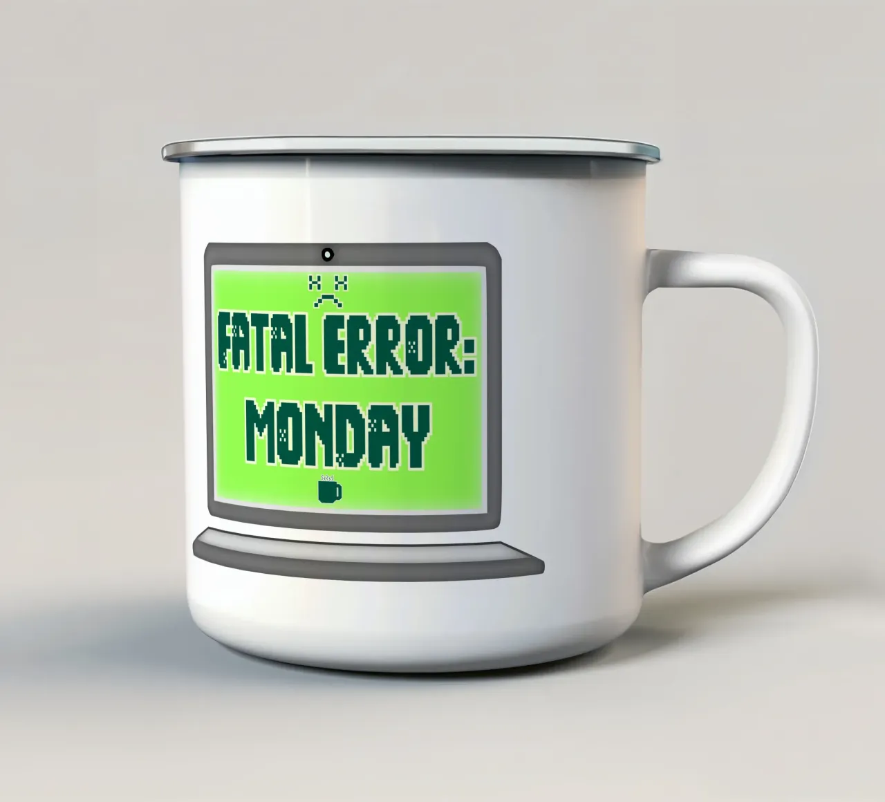 Errore fatale Odio il lunedì Geek Tech Sarcasmo tazza in smalto da sillyindustries