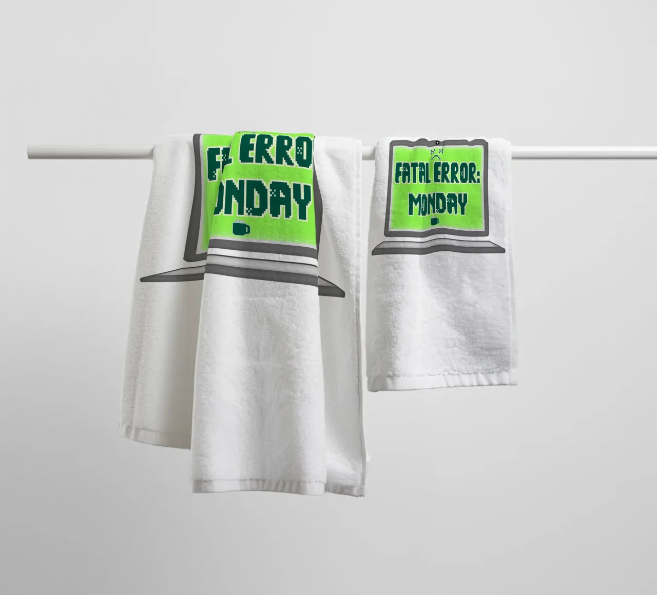 Fatal Error I Hate Mondays Geek Tech Sarcasm towel by sillyindustries