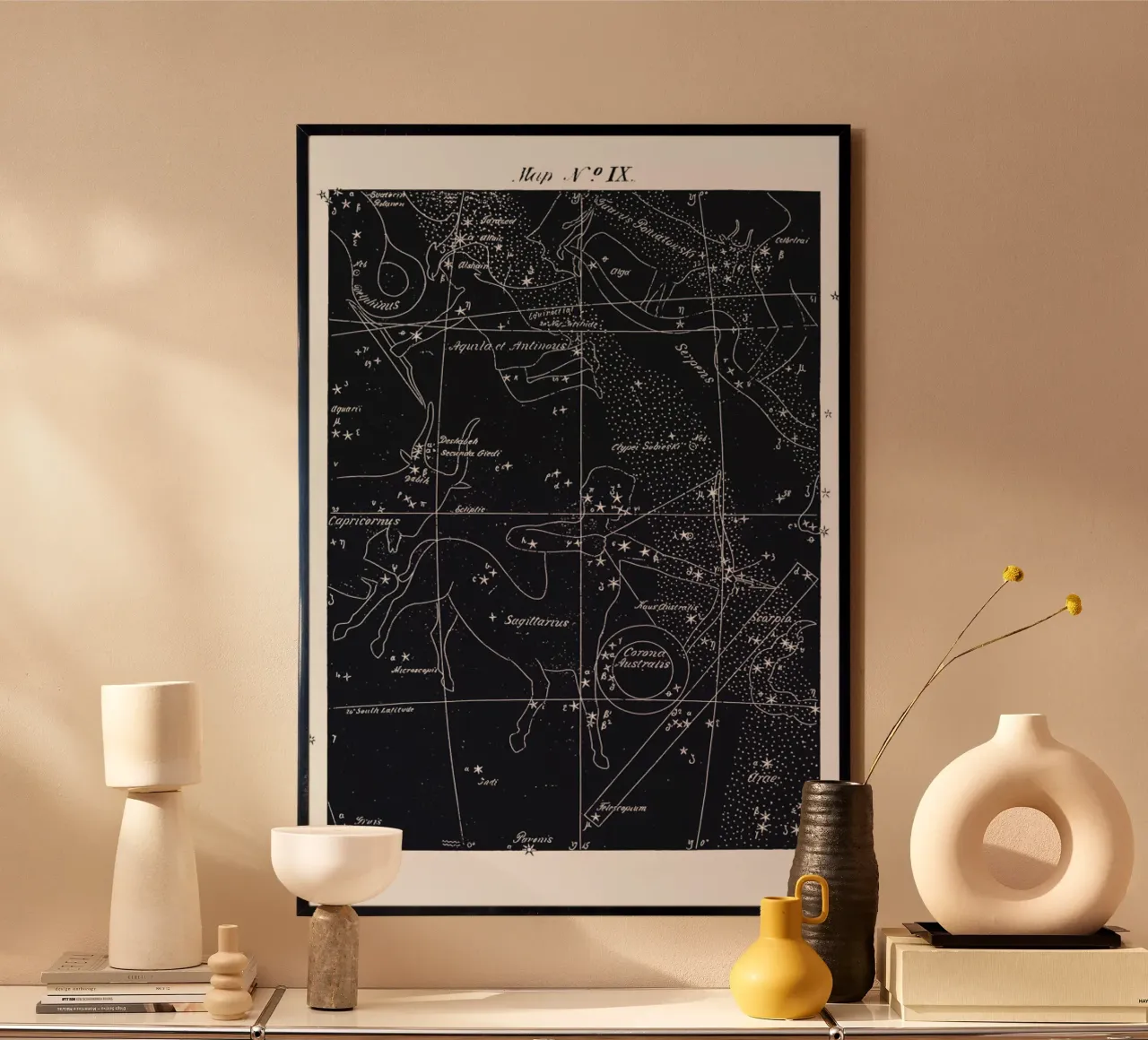 Sagittarius Blue poster con telaio in legno da Astër