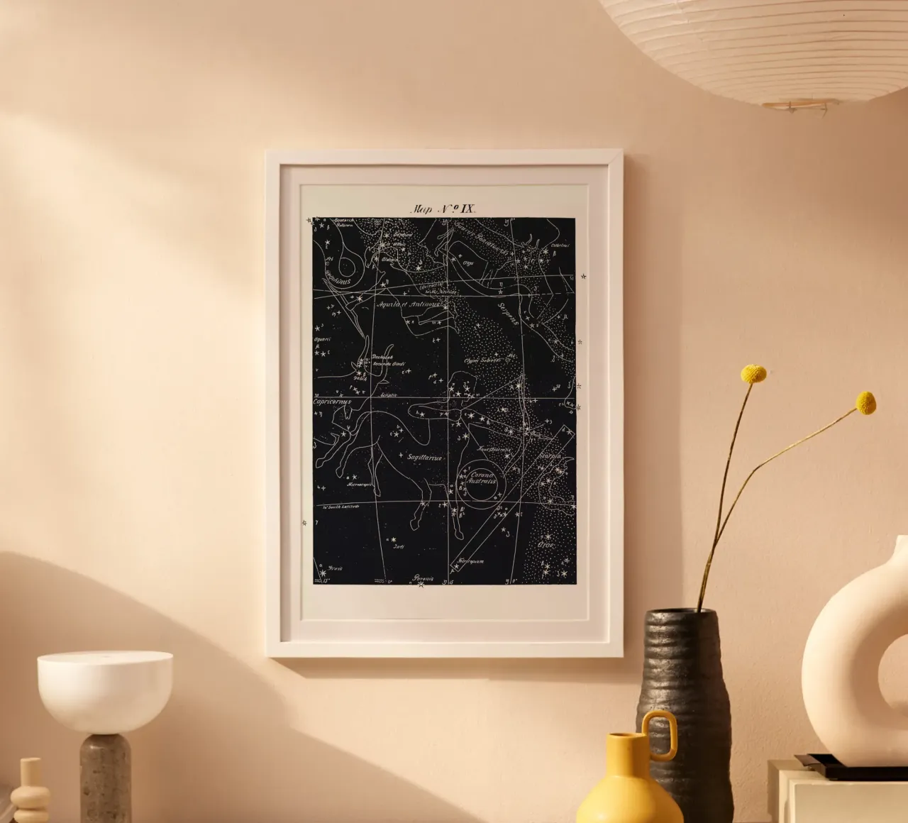 Sagittarius Blue poster con telaio in legno da Astër